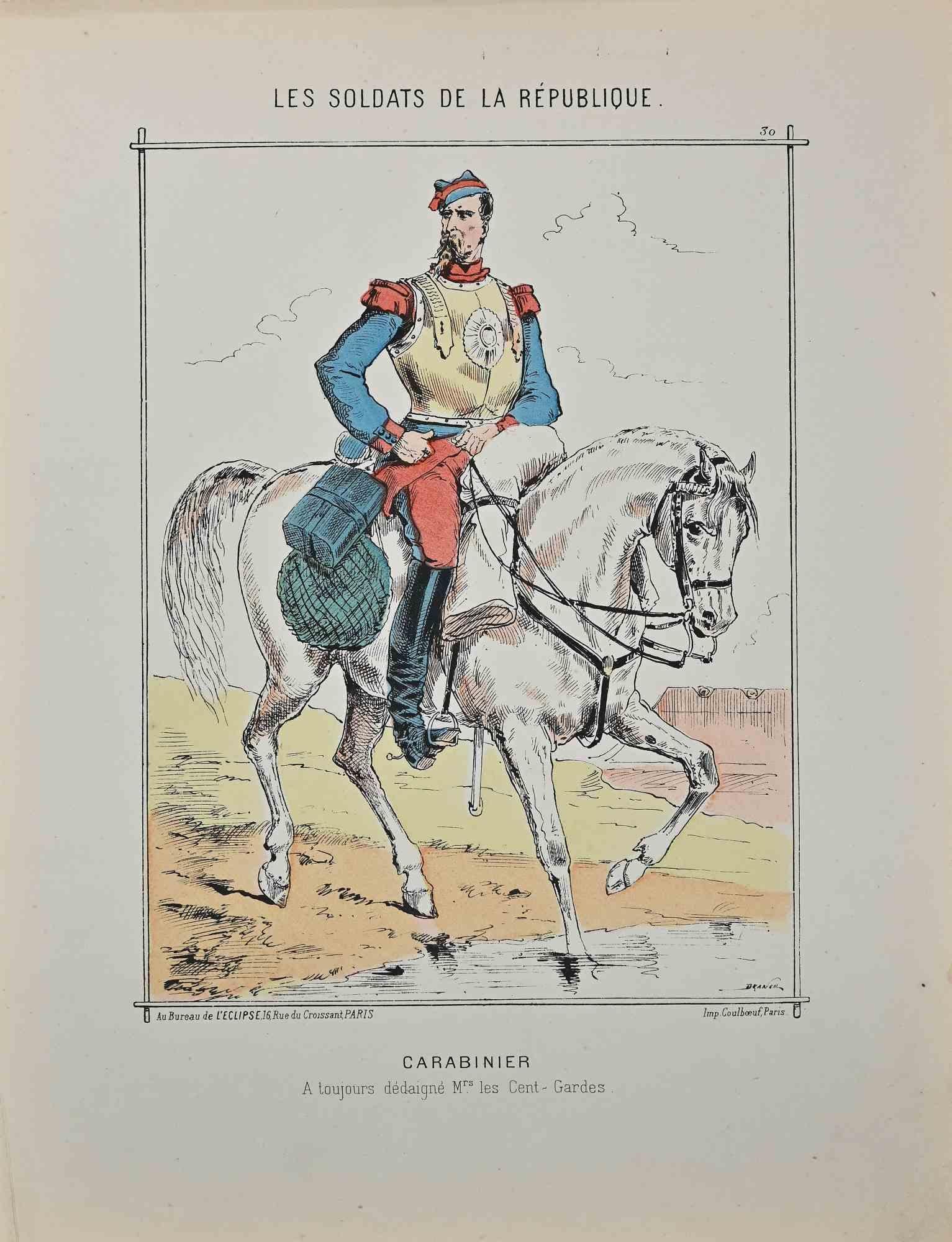 Policeman - Original Lithograph By Jules Renard - 19th Century