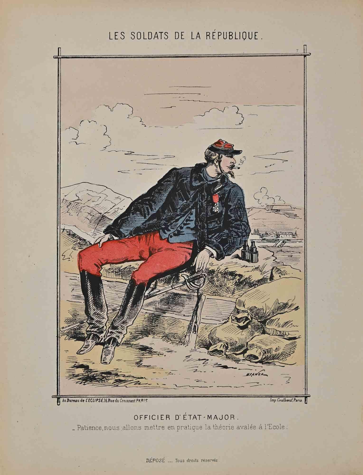 Officer Staff Officer - Lithographie originale de Jules Renard - 19ème siècle