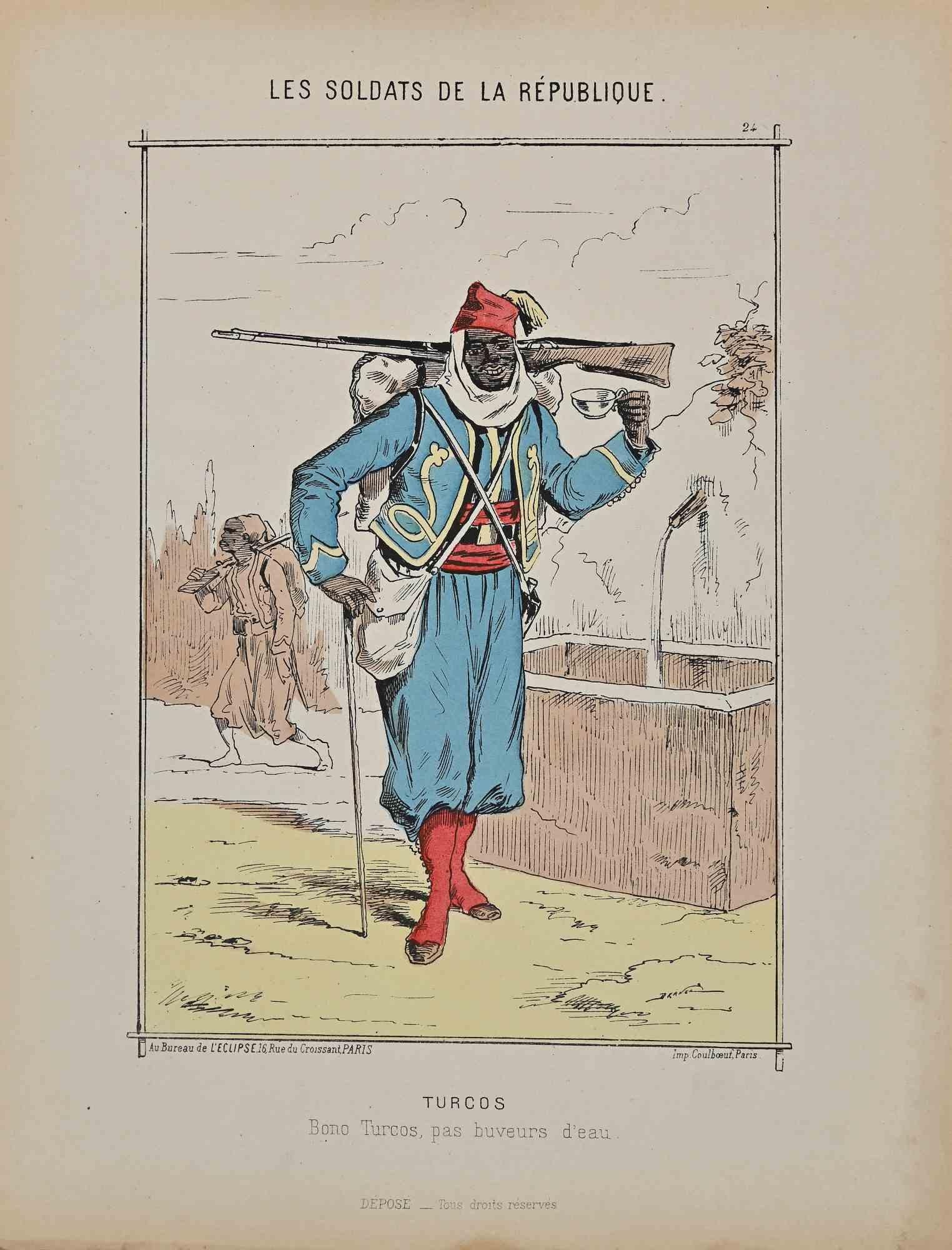 Turcos - Lithographie originale de Jules Renard - 19ème siècle