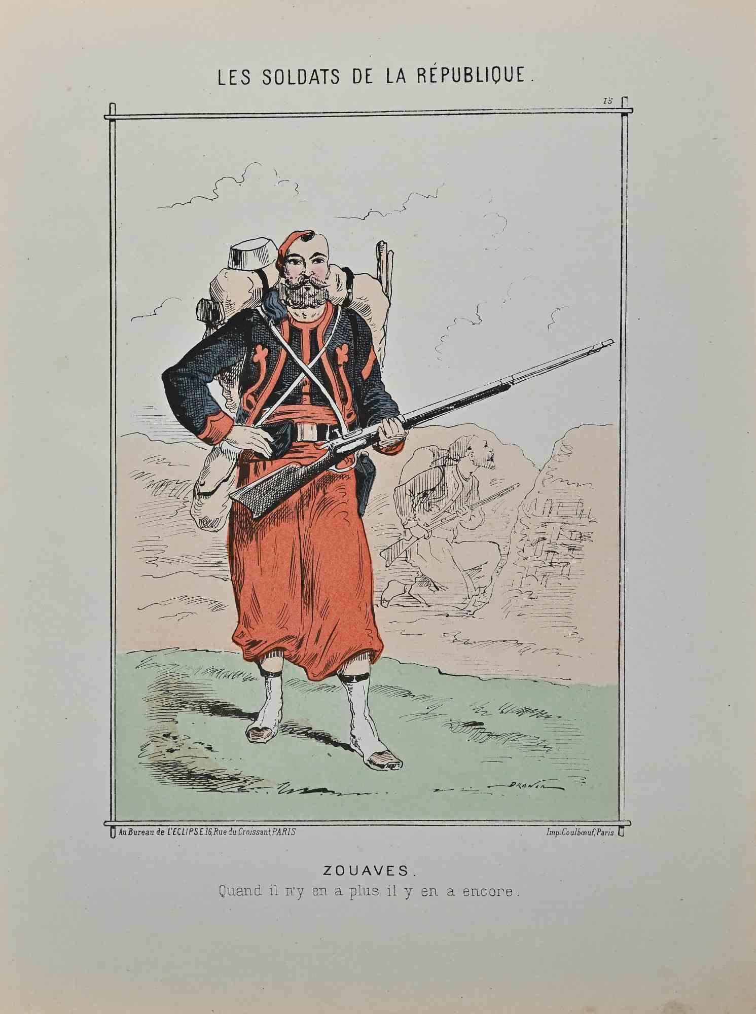 Zouaves – Originallithographie von Jules Renard – 19. Jahrhundert