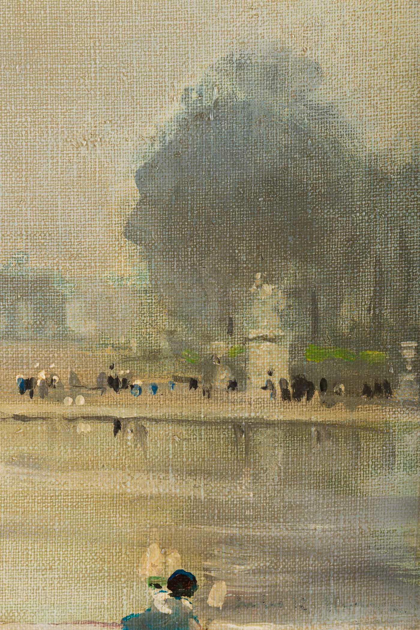 Mid-20th Century Jules René Hervé Oil on Canvas Le Bassin du Jardin des Tuileries in Paris, 1930s For Sale