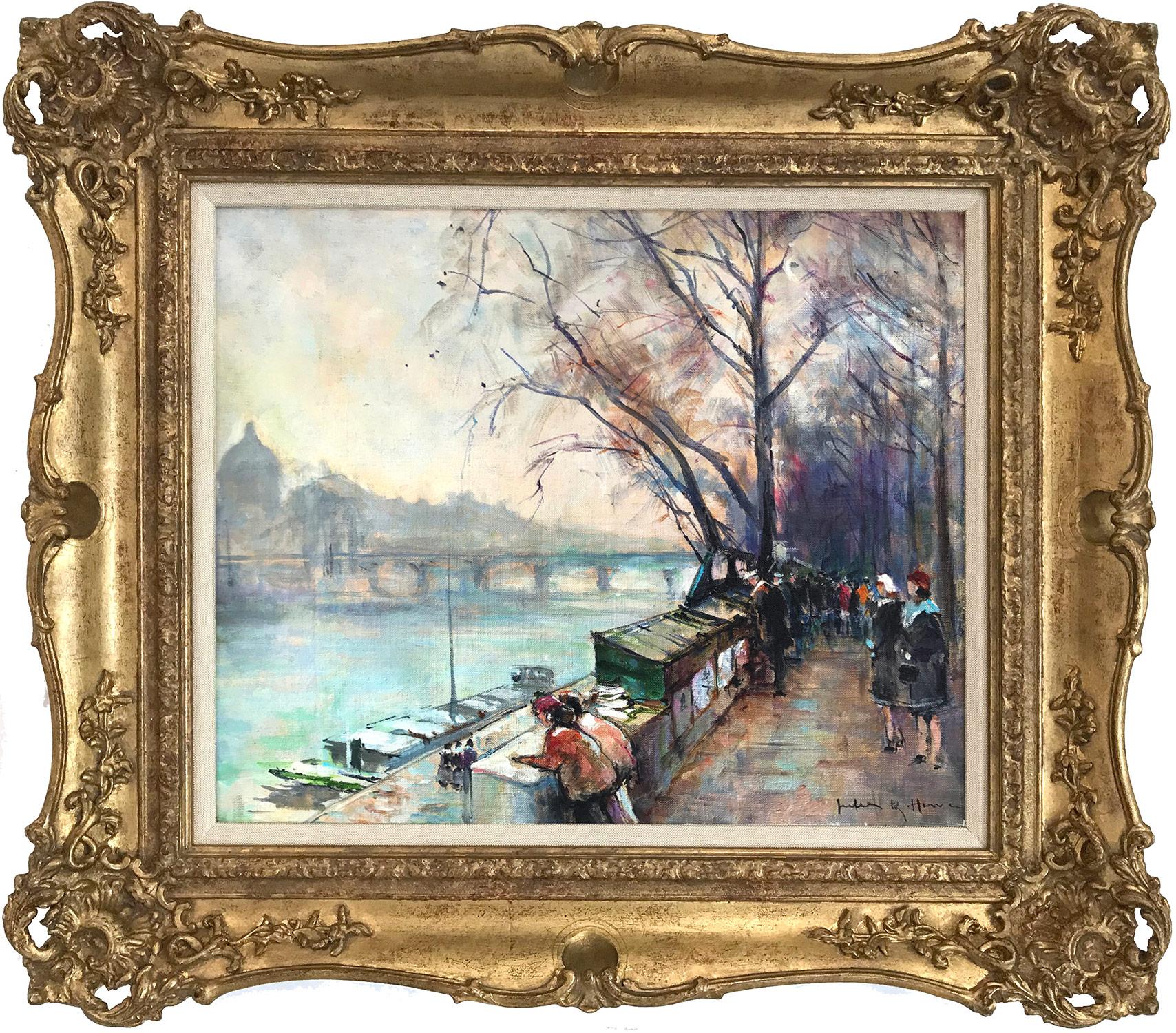 "An Afternoon Along the Seine, Paris" Impressionist Oil Painting on Canvas