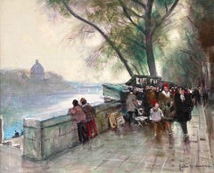 "Ein Nachmittag an der Seine, Paris" Impressionistisches Ölgemälde auf Leinwand