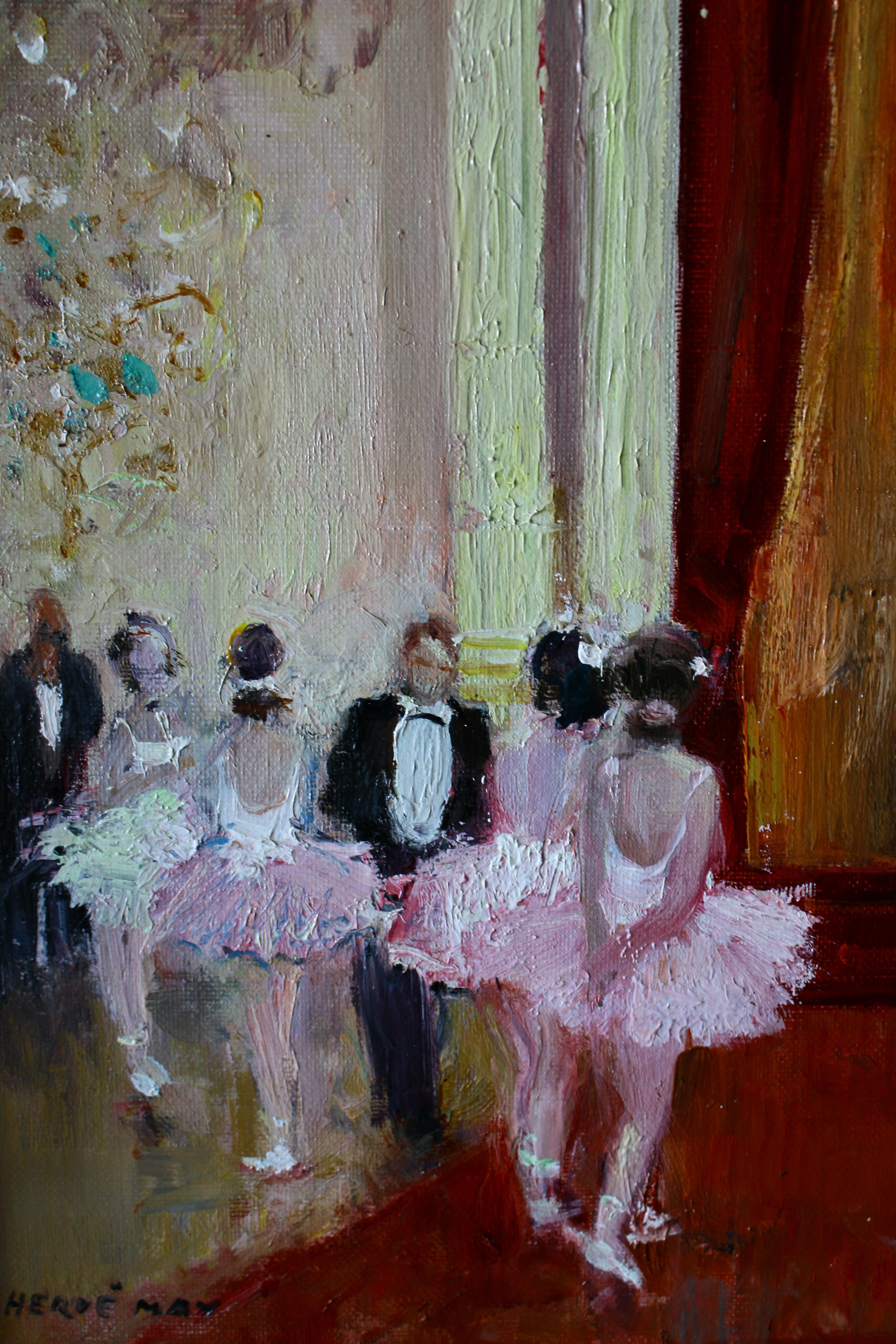 Ballerinas at the Opera vintage ballet dancer oil painting by Max Herve en venta 6
