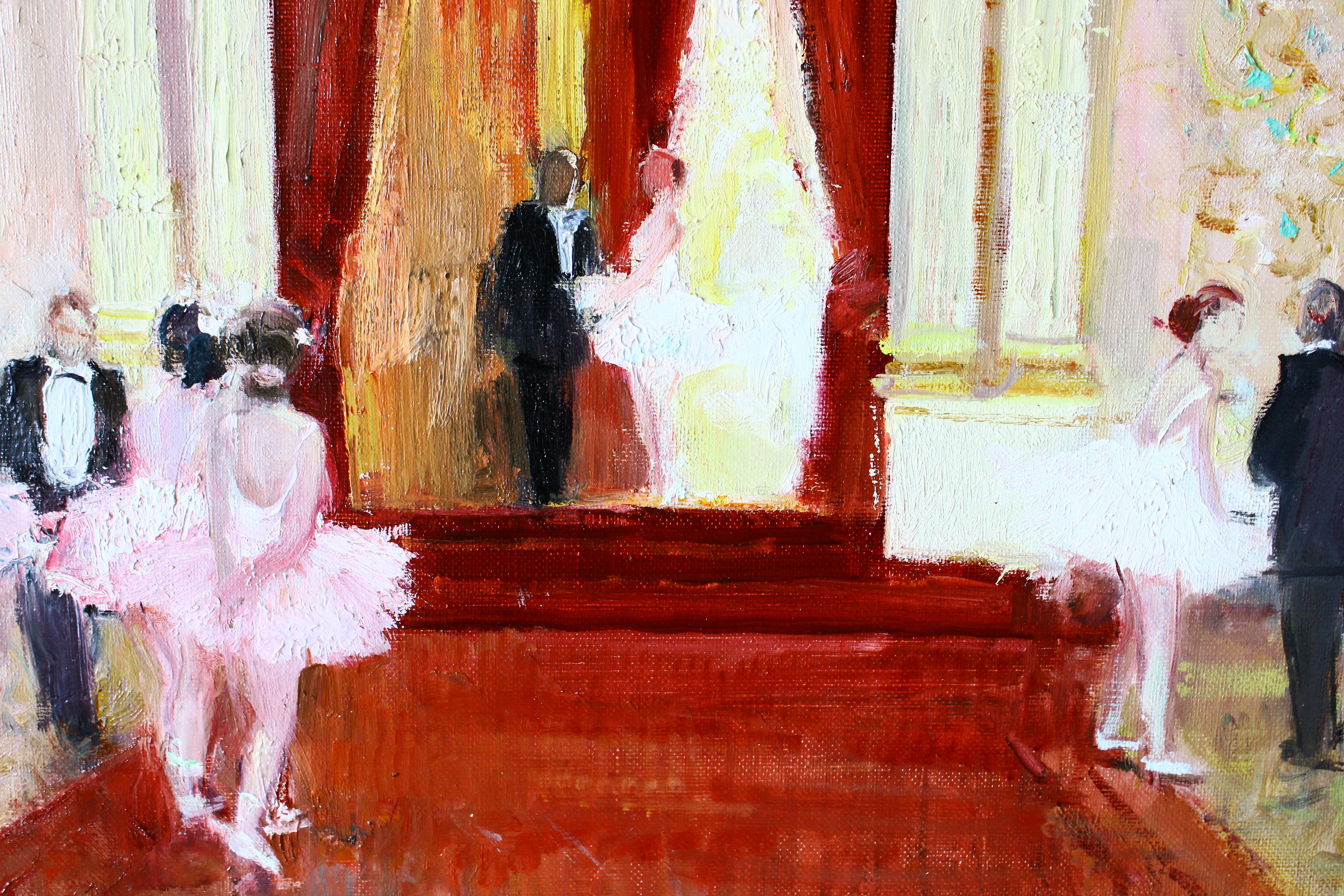 Ballerinas at the Opera vintage ballet dancer oil painting by Max Herve en venta 8