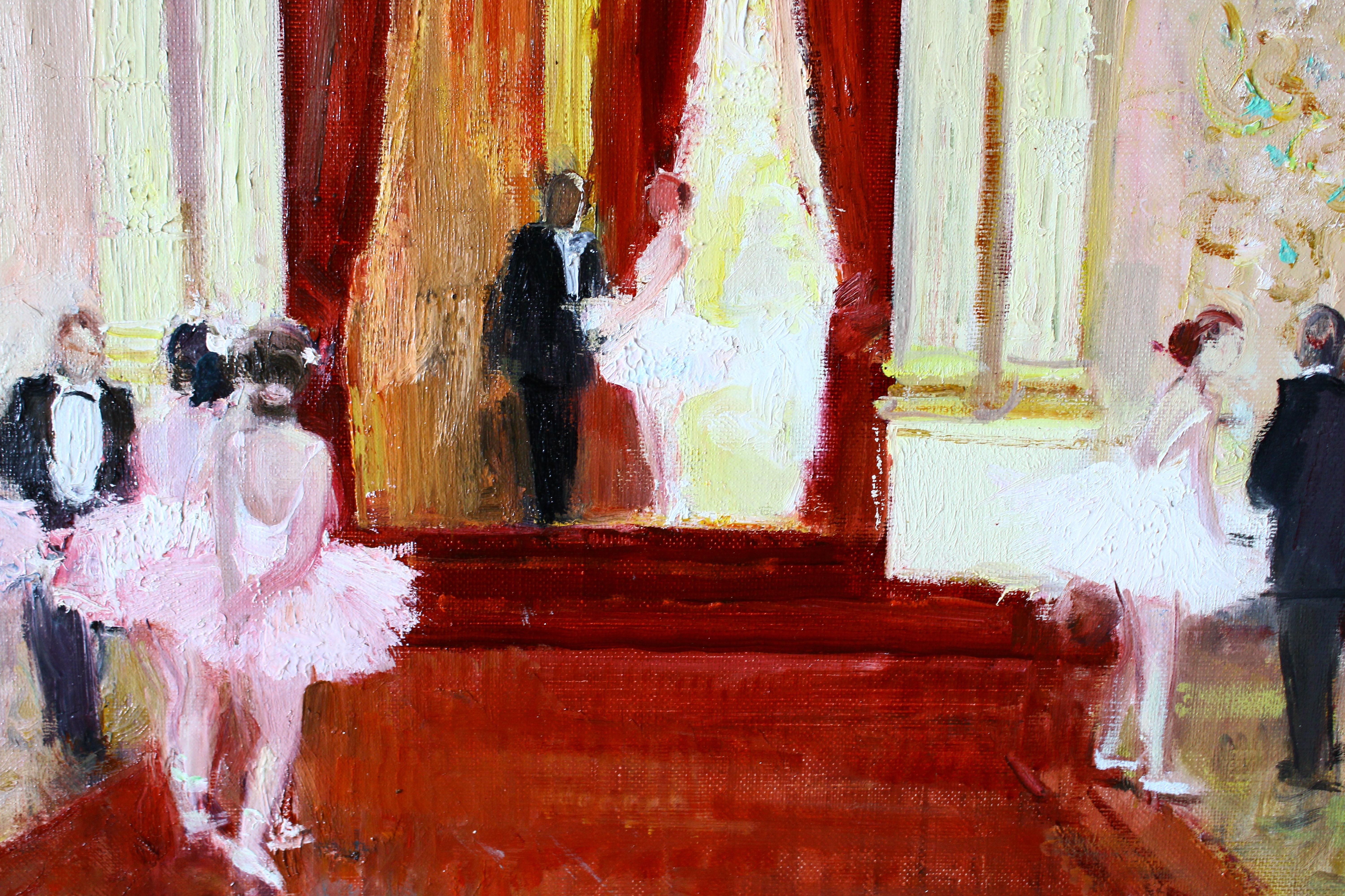 Ballerinas at the Opera vintage ballet dancer oil painting by Max Herve en venta 9