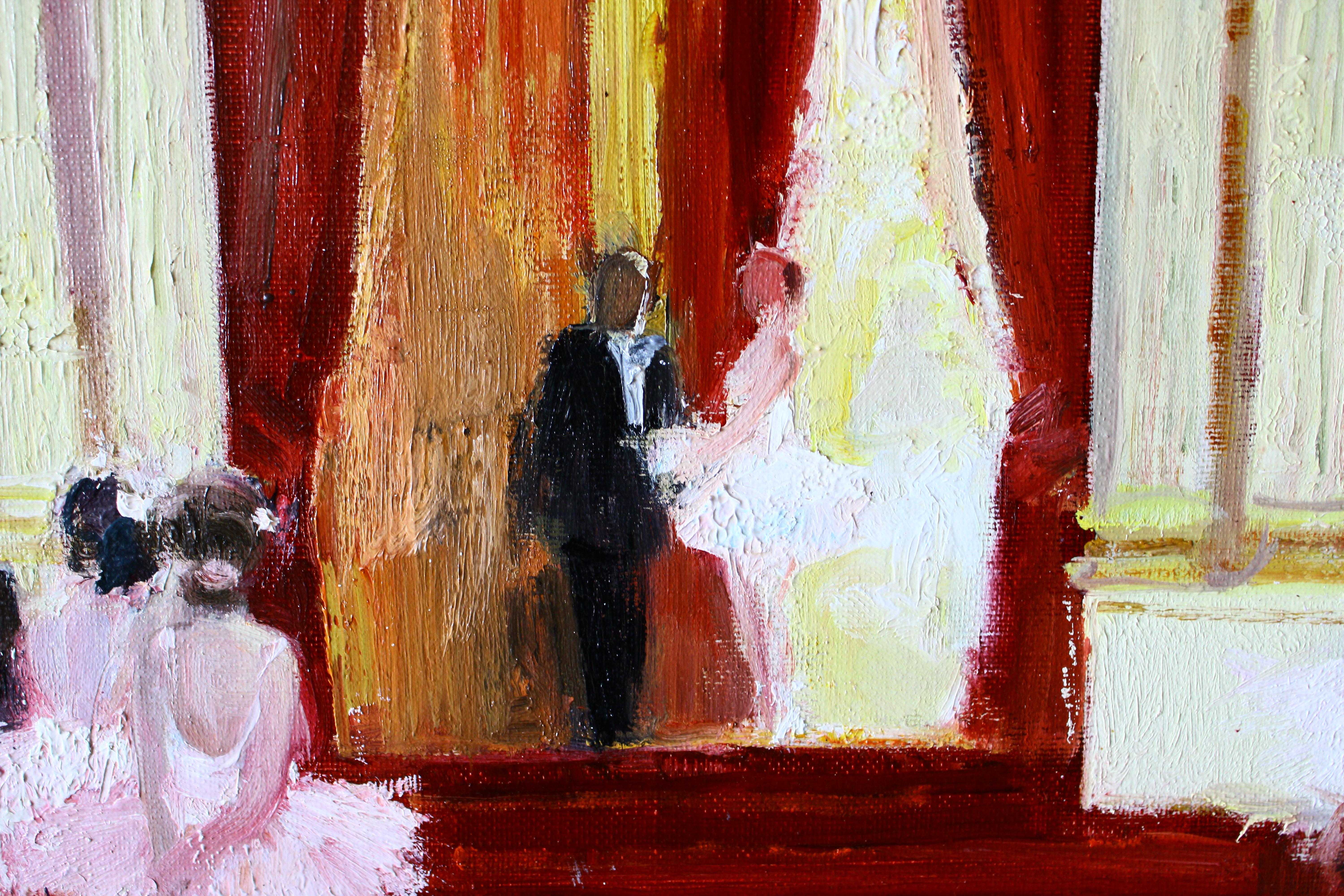 Ballerinas at the Opera vintage ballet dancer oil painting by Max Herve en venta 2