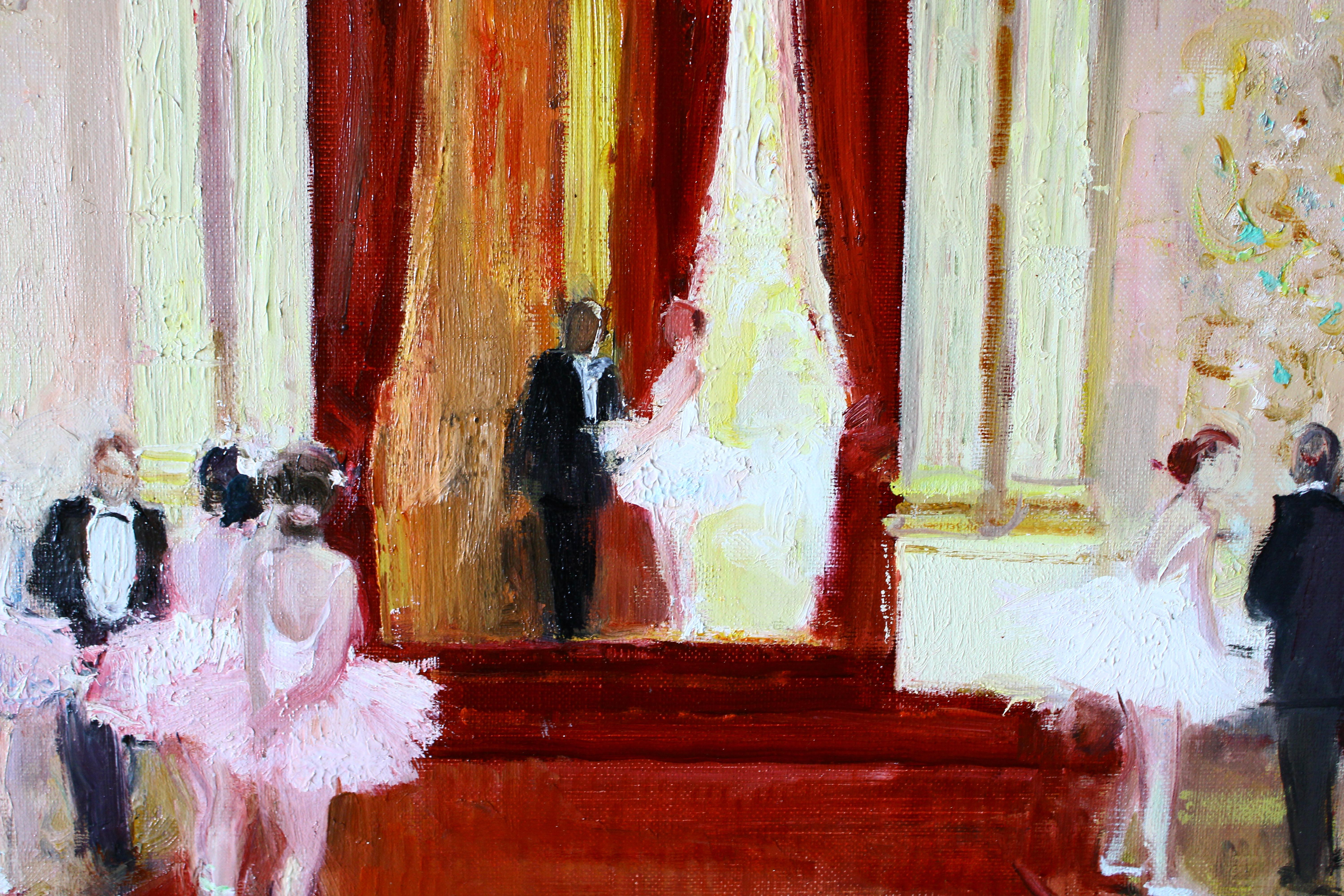 Ballerinas at the Opera vintage ballet dancer oil painting by Max Herve en venta 3