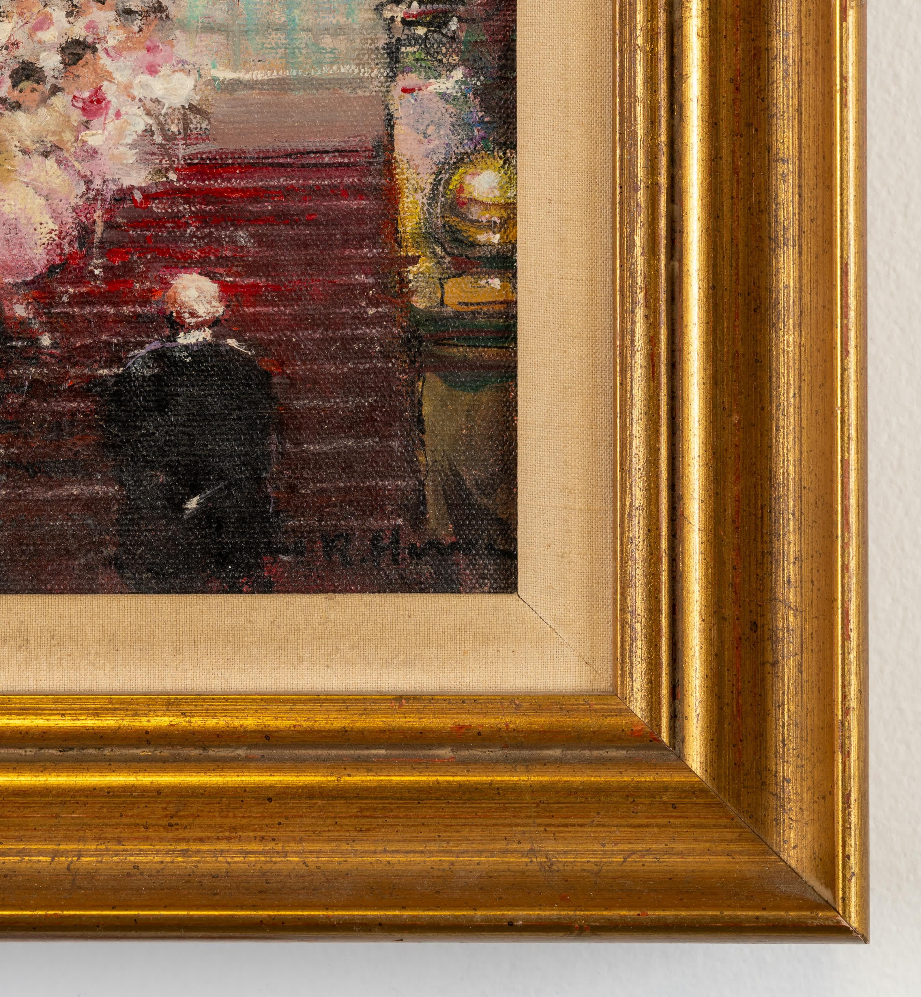Ballerinas auf der Treppe (Braun), Interior Painting, von Jules René Hervé