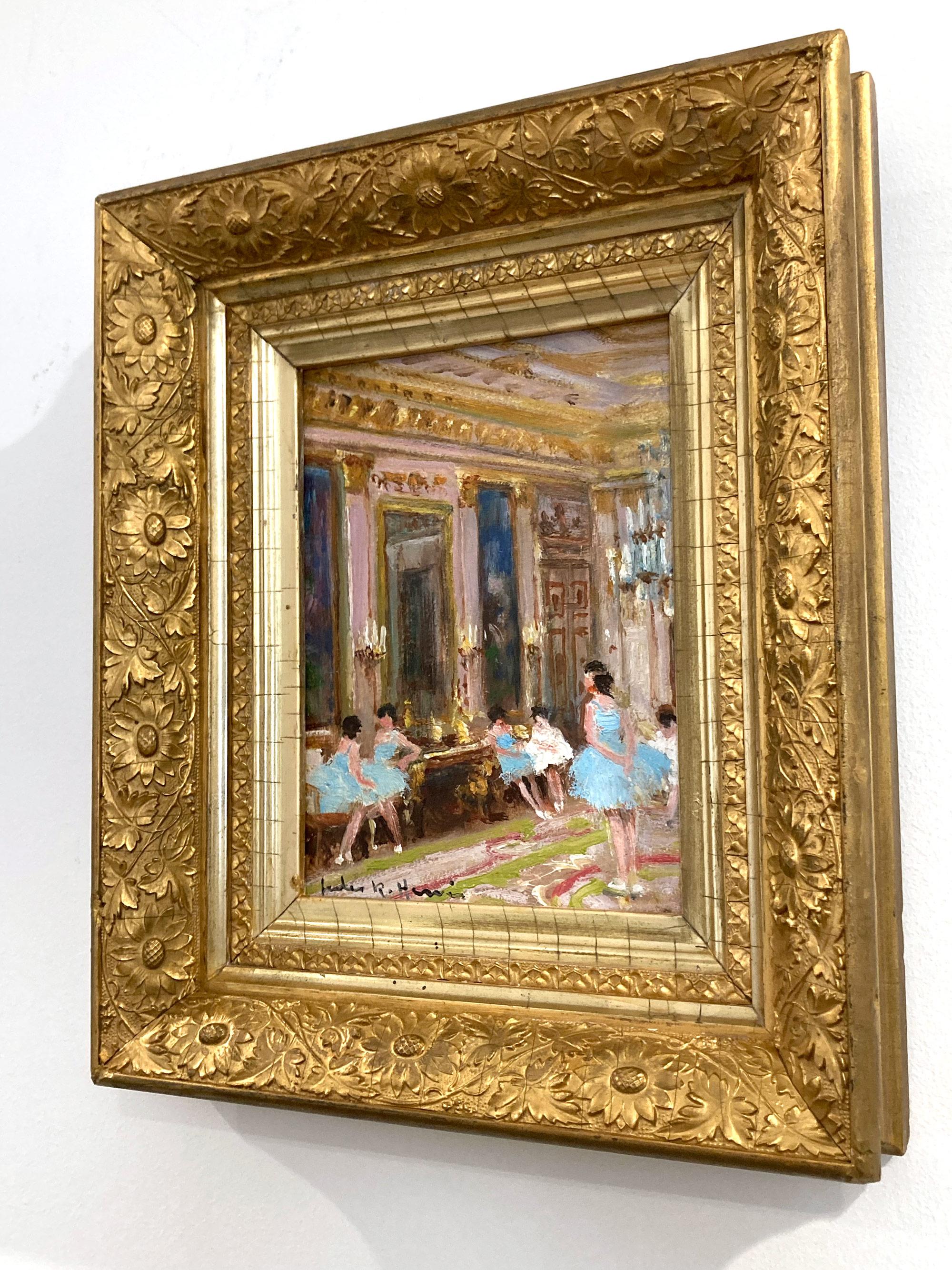 « Ballerines in Paris », peinture à l'huile impressionniste colorée d'une scène d'intérieur encadrée en vente 9
