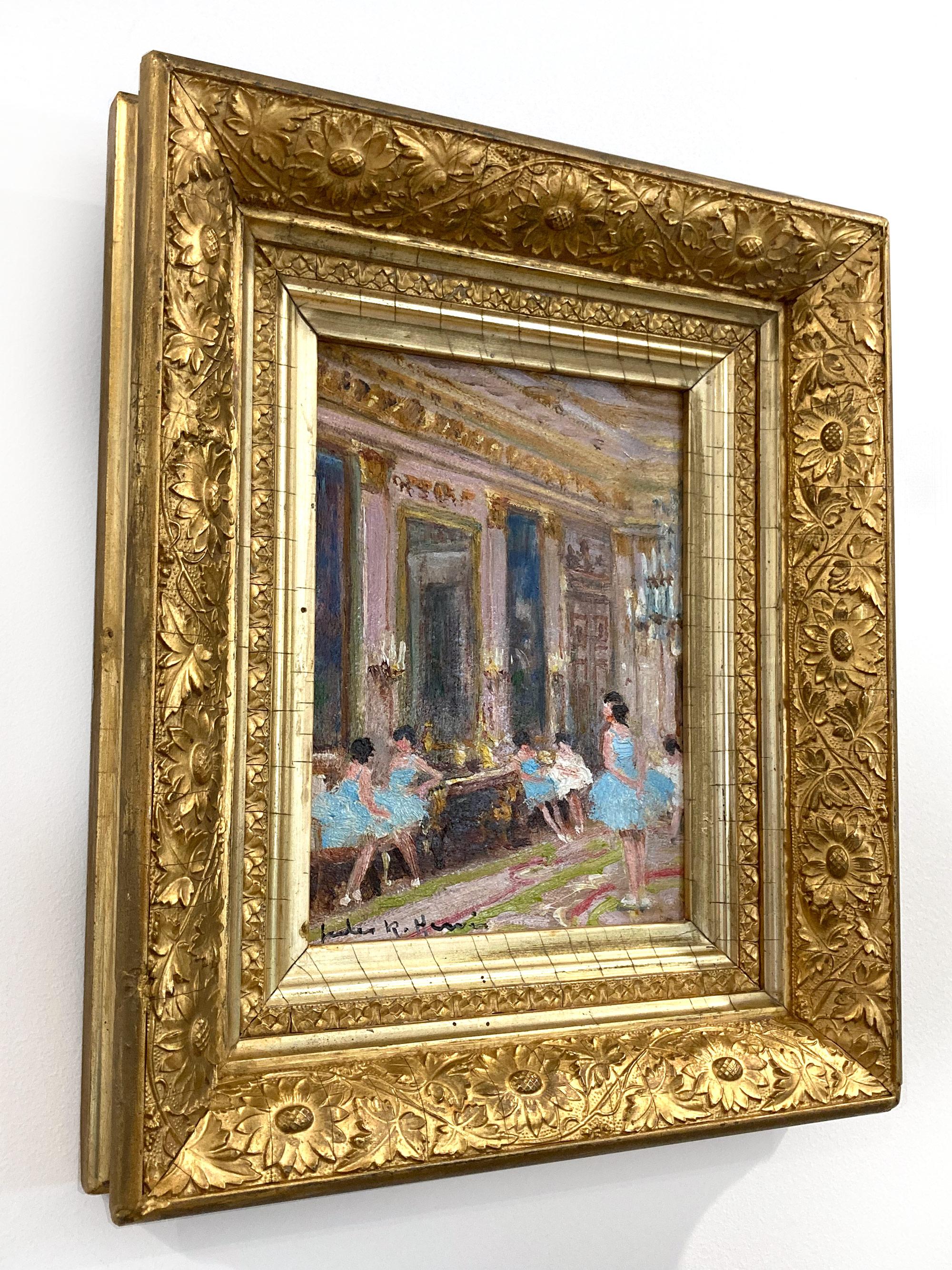 « Ballerines in Paris », peinture à l'huile impressionniste colorée d'une scène d'intérieur encadrée en vente 11