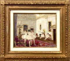 "Ballerinas in Paris" Colorful Impressionist Interior Scene Oil Painting Framed