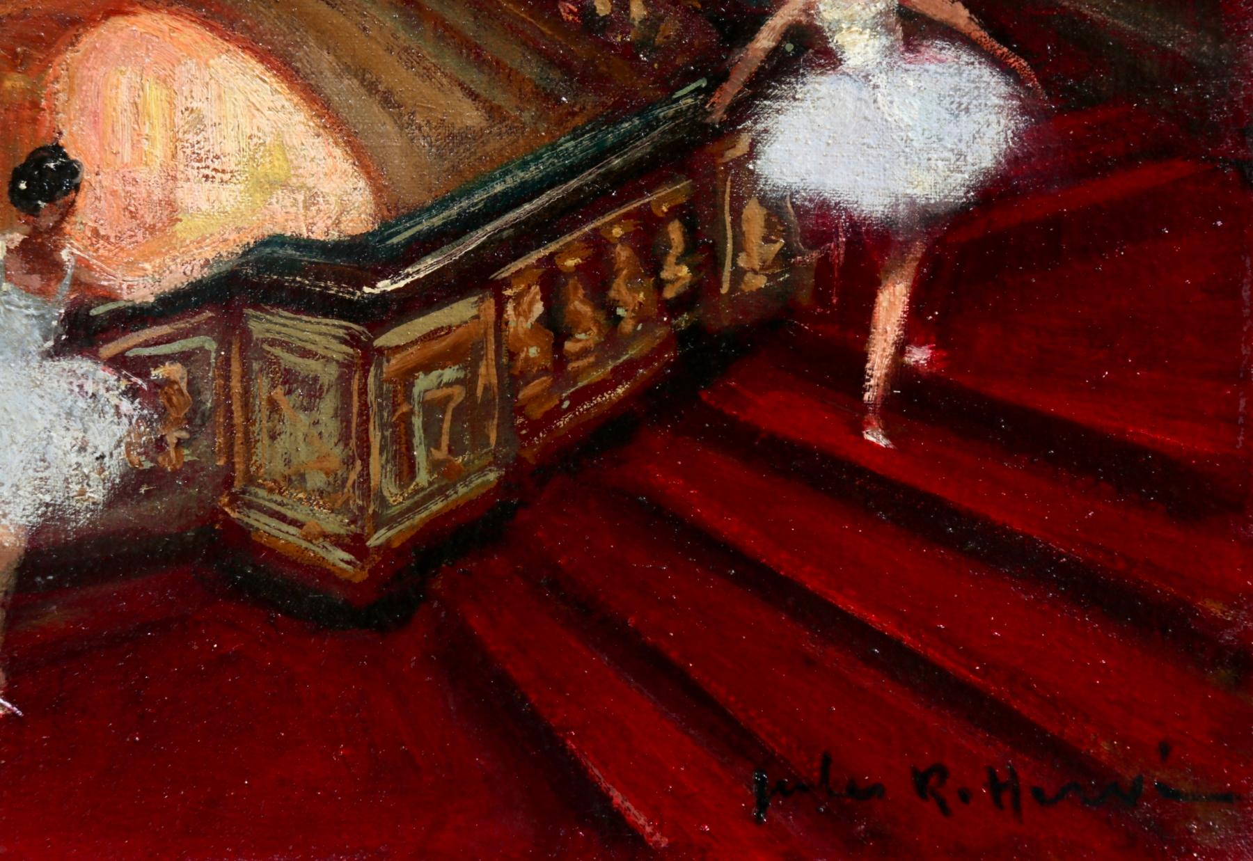 Ballerines - Opera, Paris - Huile impressionniste, Danseurs de Jules Rene Herve - Noir Figurative Painting par Jules René Hervé