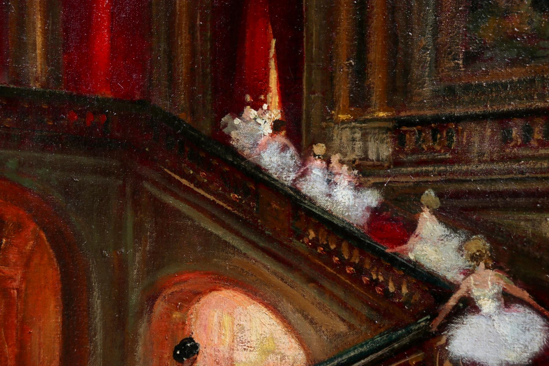 Ballerines - Opera, Paris - Huile impressionniste, Danseurs de Jules Rene Herve 1