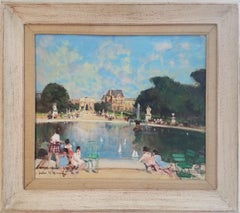 "Bassin des Tuilleries et le Louvre, Paris", Jules Herve, Impressionnisme français