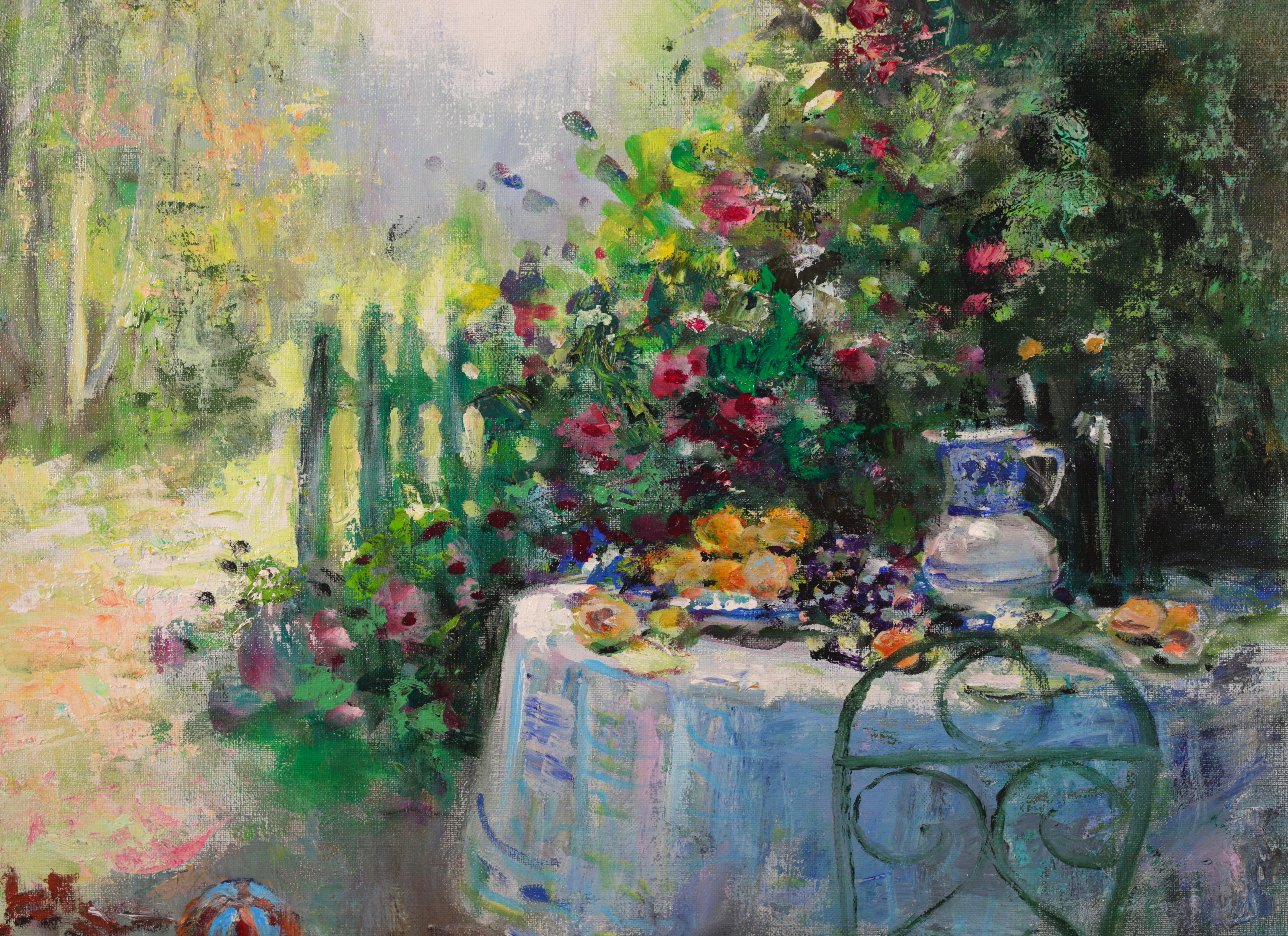Dans le jardin - Impressionist Oil, Garden Landscape by Jules Rene Herve 4