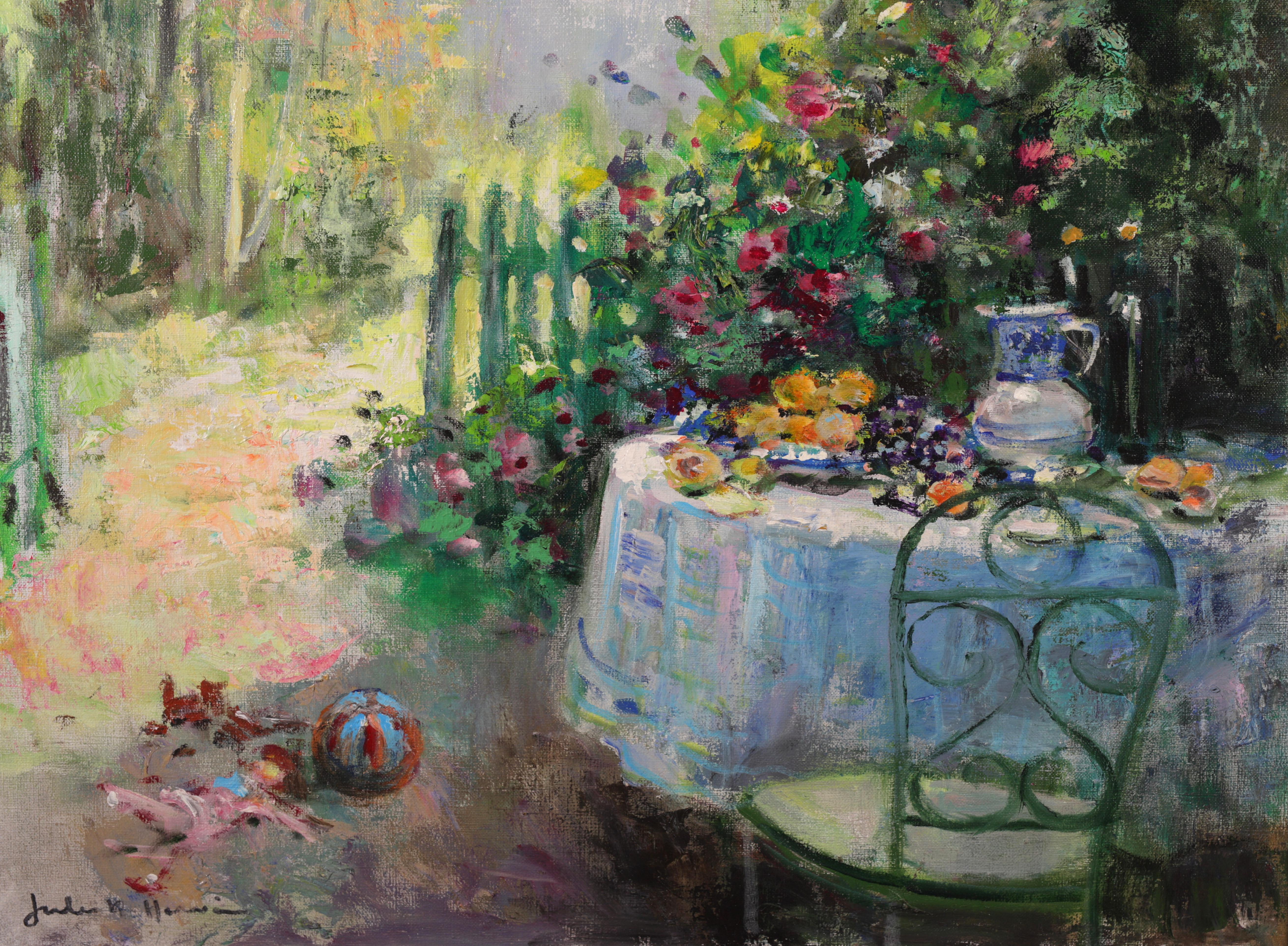Dans le jardin - Impressionist Oil, Garden Landscape by Jules Rene Herve 5