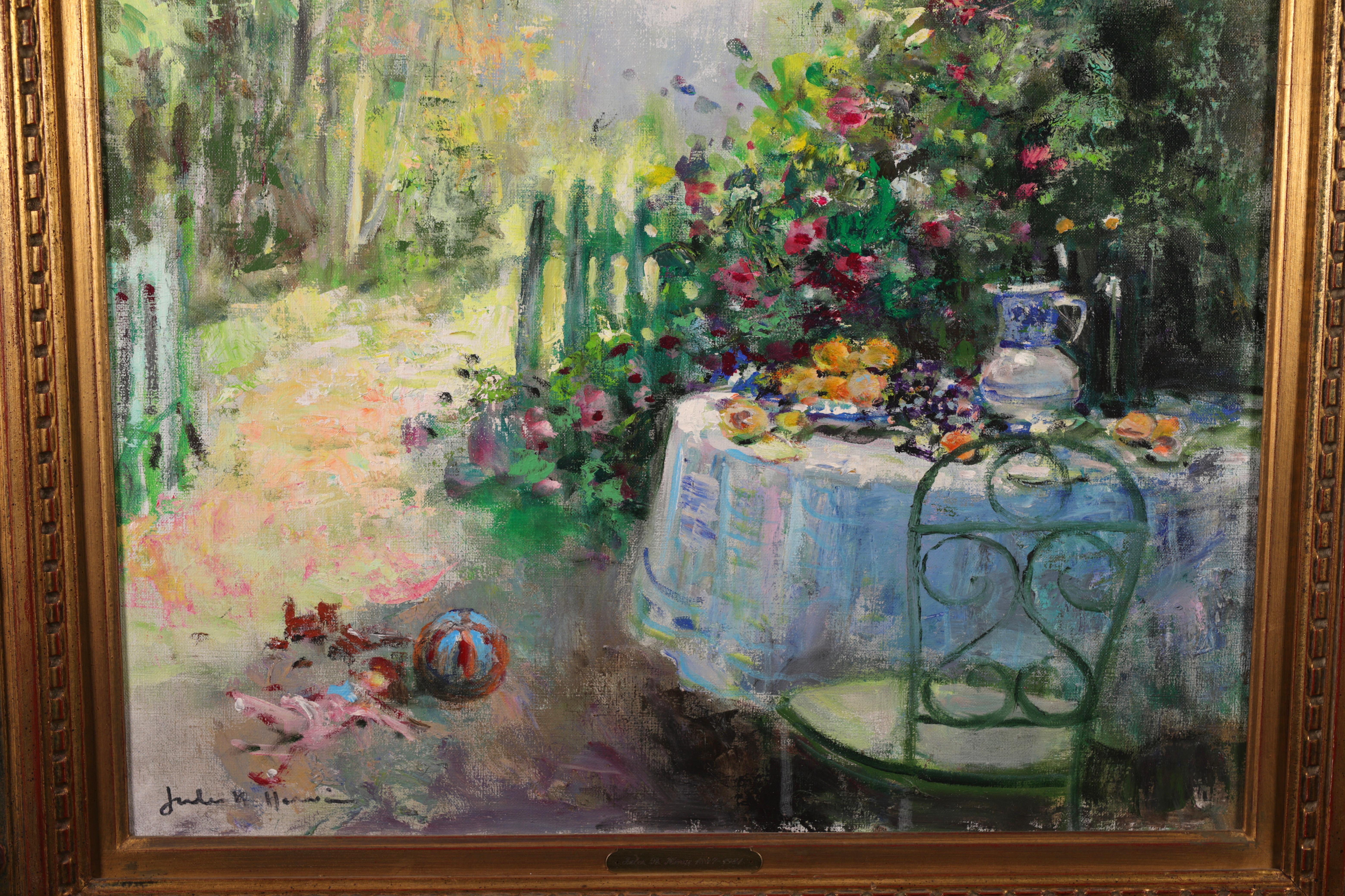 Dans le jardin - Impressionist Oil, Garden Landscape by Jules Rene Herve 6