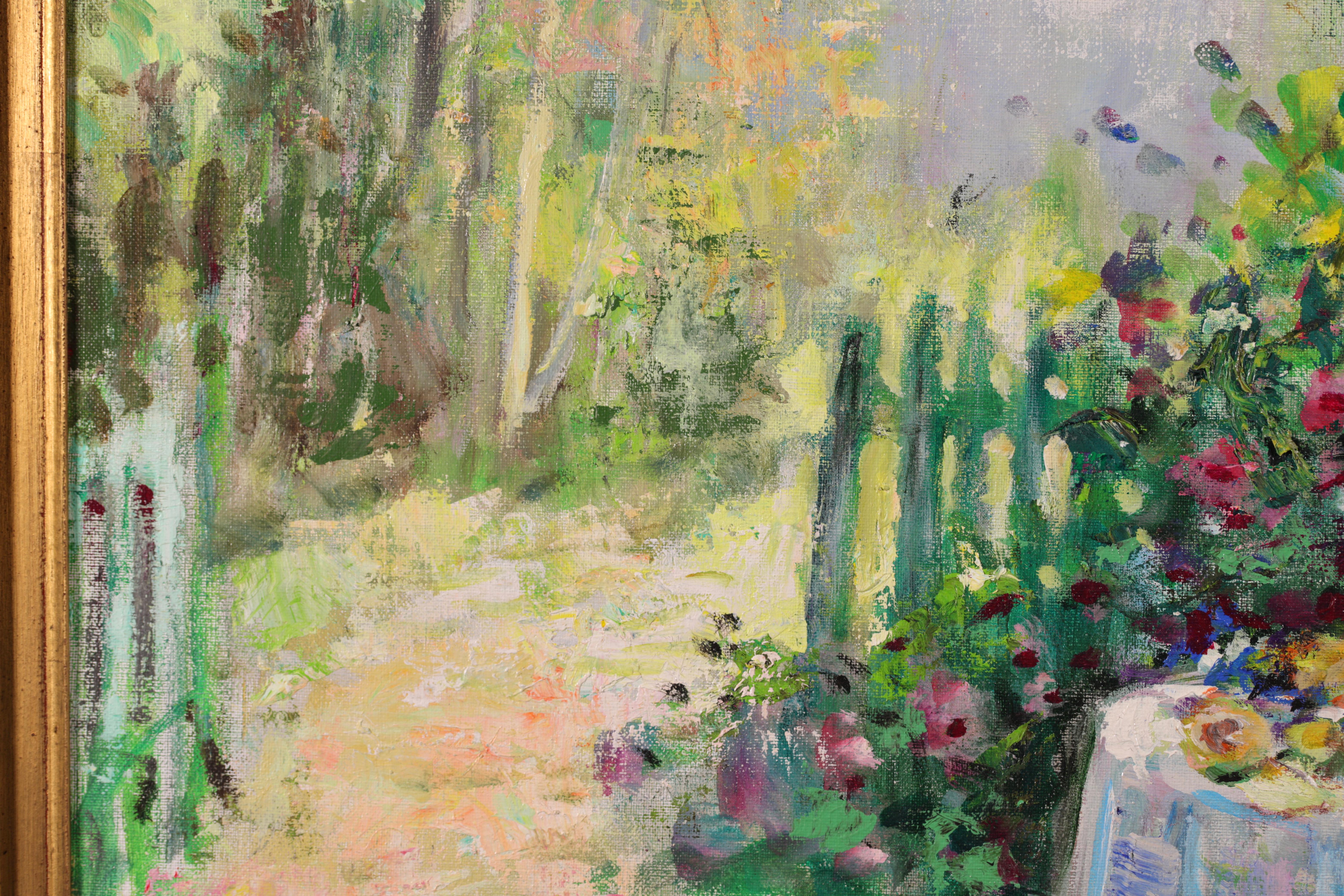 Dans le jardin - Impressionist Oil, Garden Landscape by Jules Rene Herve 7