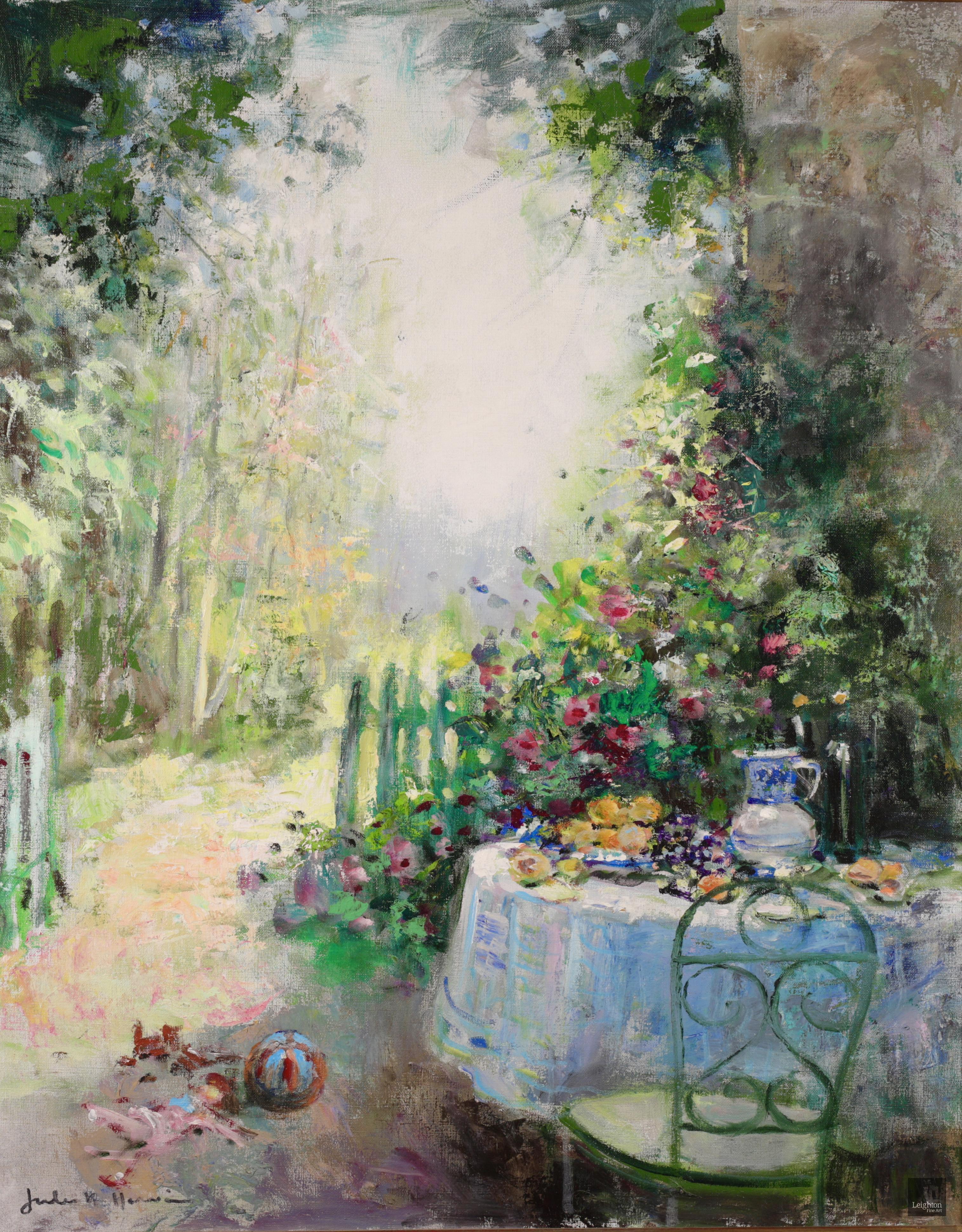 Dans le jardin - Impressionist Oil, Garden Landscape by Jules Rene Herve - Painting by Jules René Hervé
