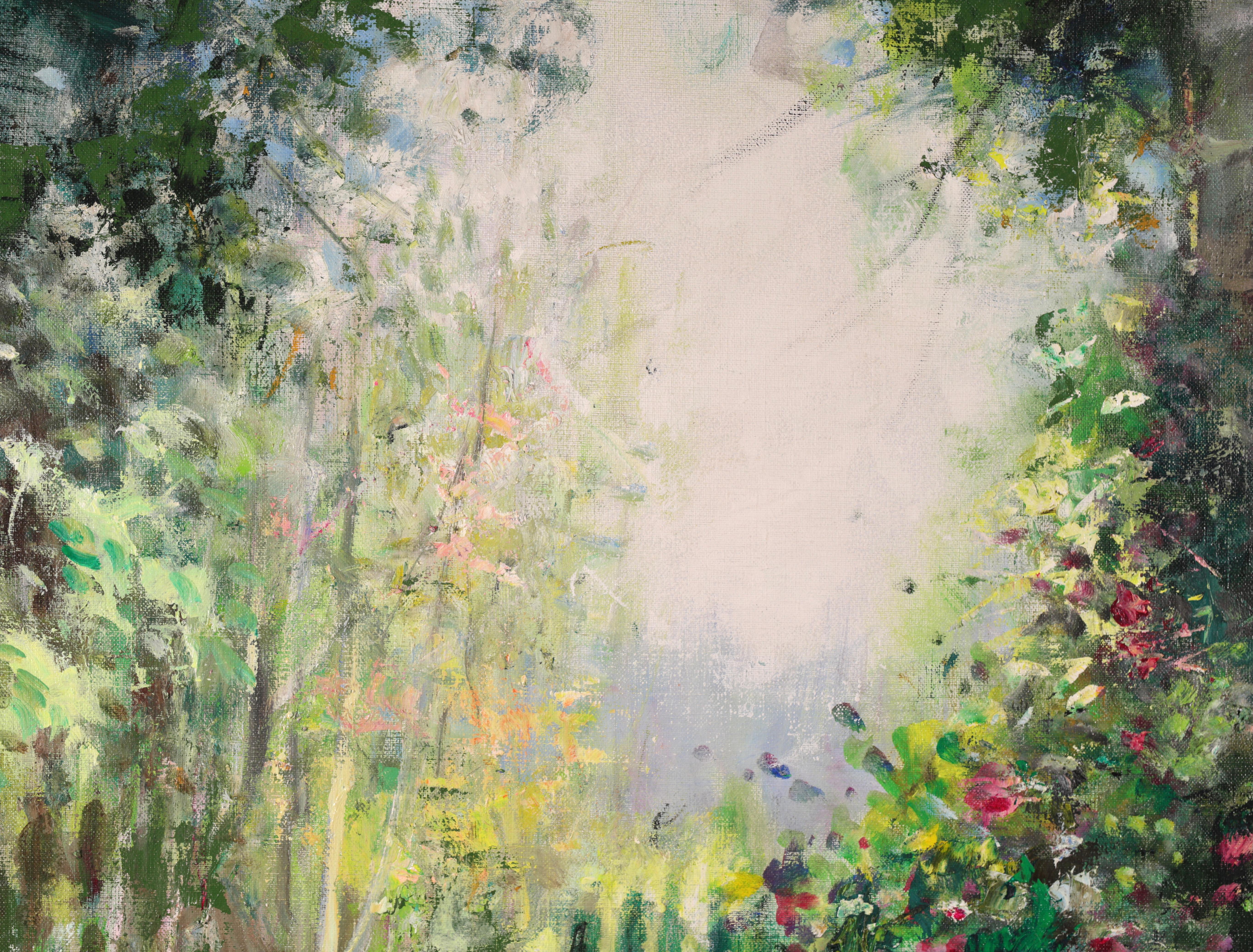 Dans le jardin - Impressionist Oil, Garden Landscape by Jules Rene Herve 1