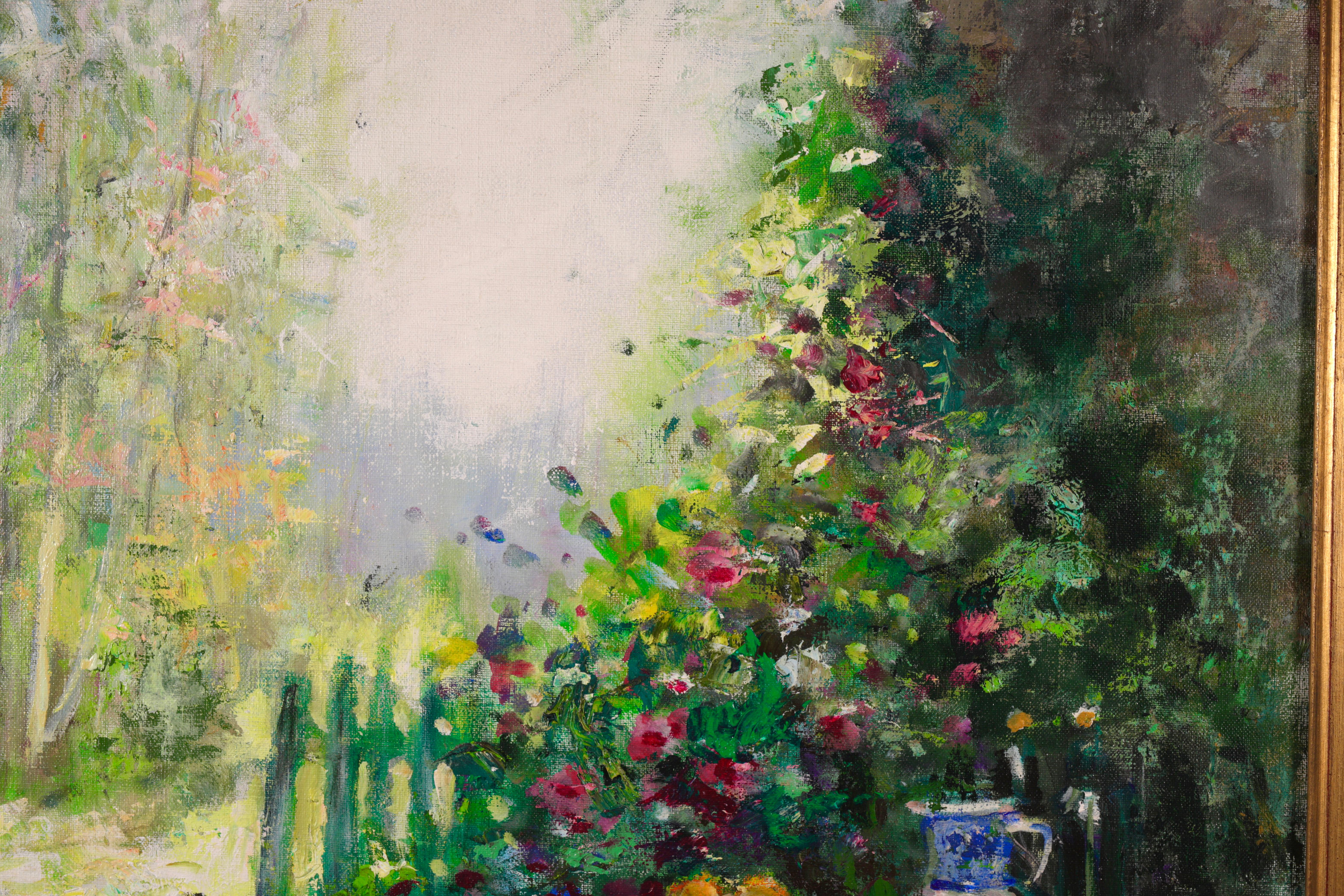 Dans le jardin - Impressionist Oil, Garden Landscape by Jules Rene Herve 3