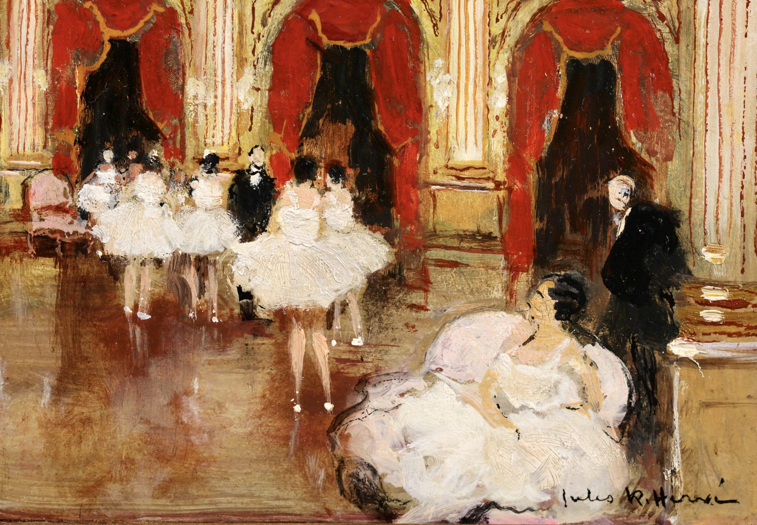 Les Danseurs - La Salle - Figures impressionnistes dans l'intérieur - Huile de Jules Rene Herve - Impressionnisme Painting par Jules René Hervé