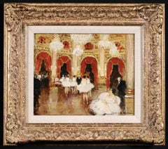 Les Danseurs - La Salle - Figures impressionnistes dans l'intérieur - Huile de Jules Rene Herve