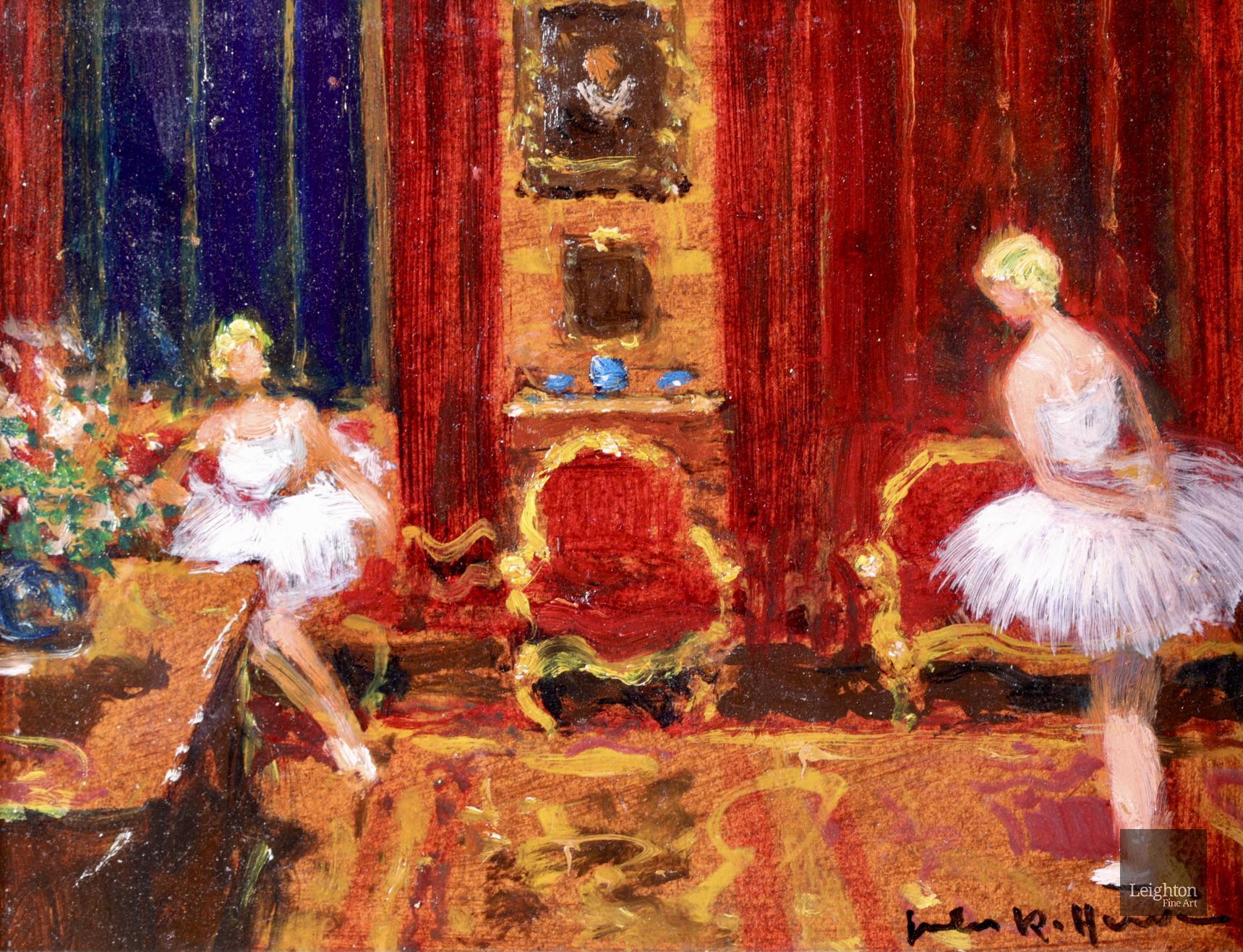 Danseuse a l'atelier - Impressionist Oil, Figures in Interior - Jules Rene Herve - Painting by Jules René Hervé