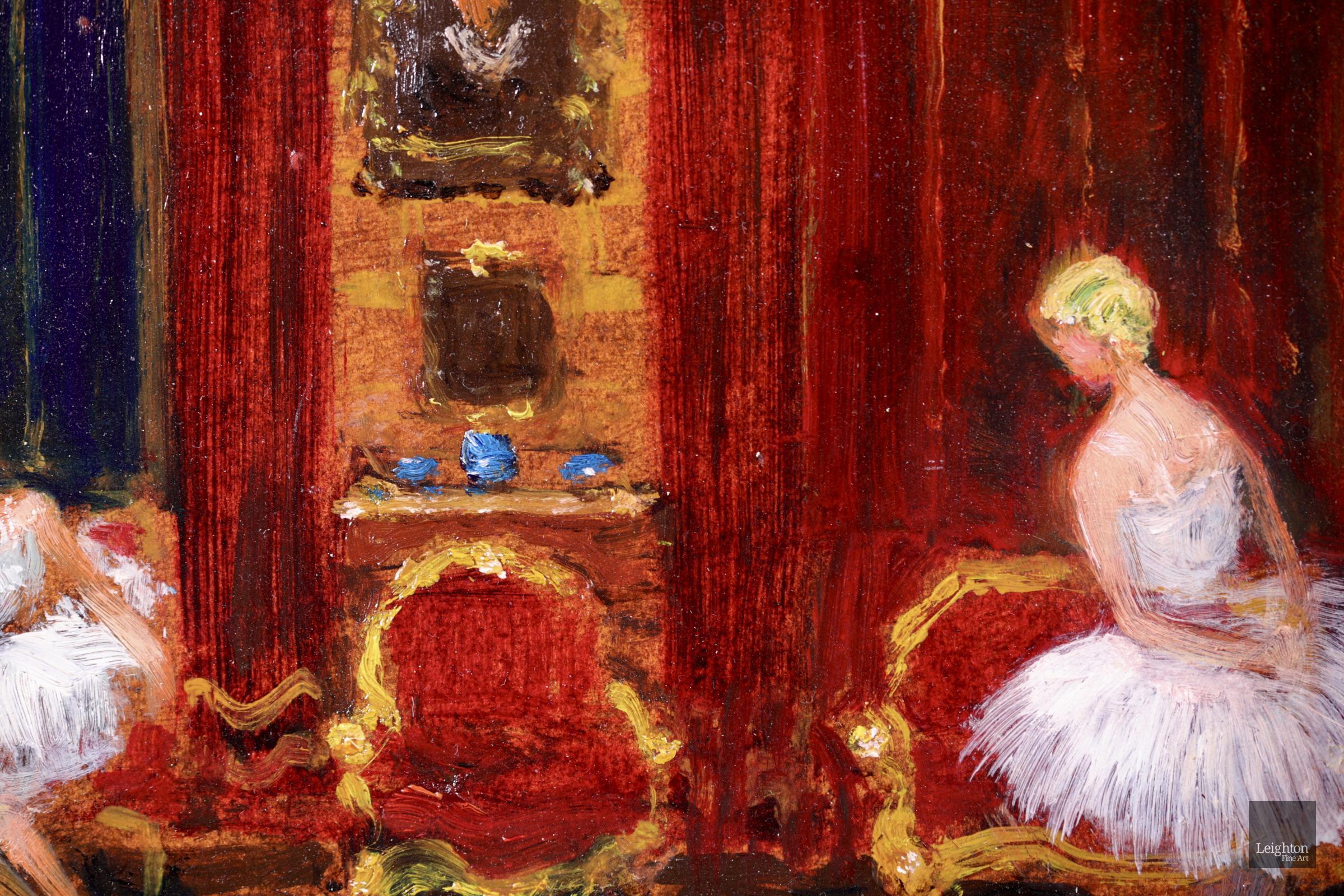 Danseuse a l'atelier - Impressionist Oil, Figures in Interior - Jules Rene Herve 4
