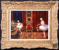 Danseuse a l'atelier - Impressionist Oil, Figures in Interior - Jules Rene Herve