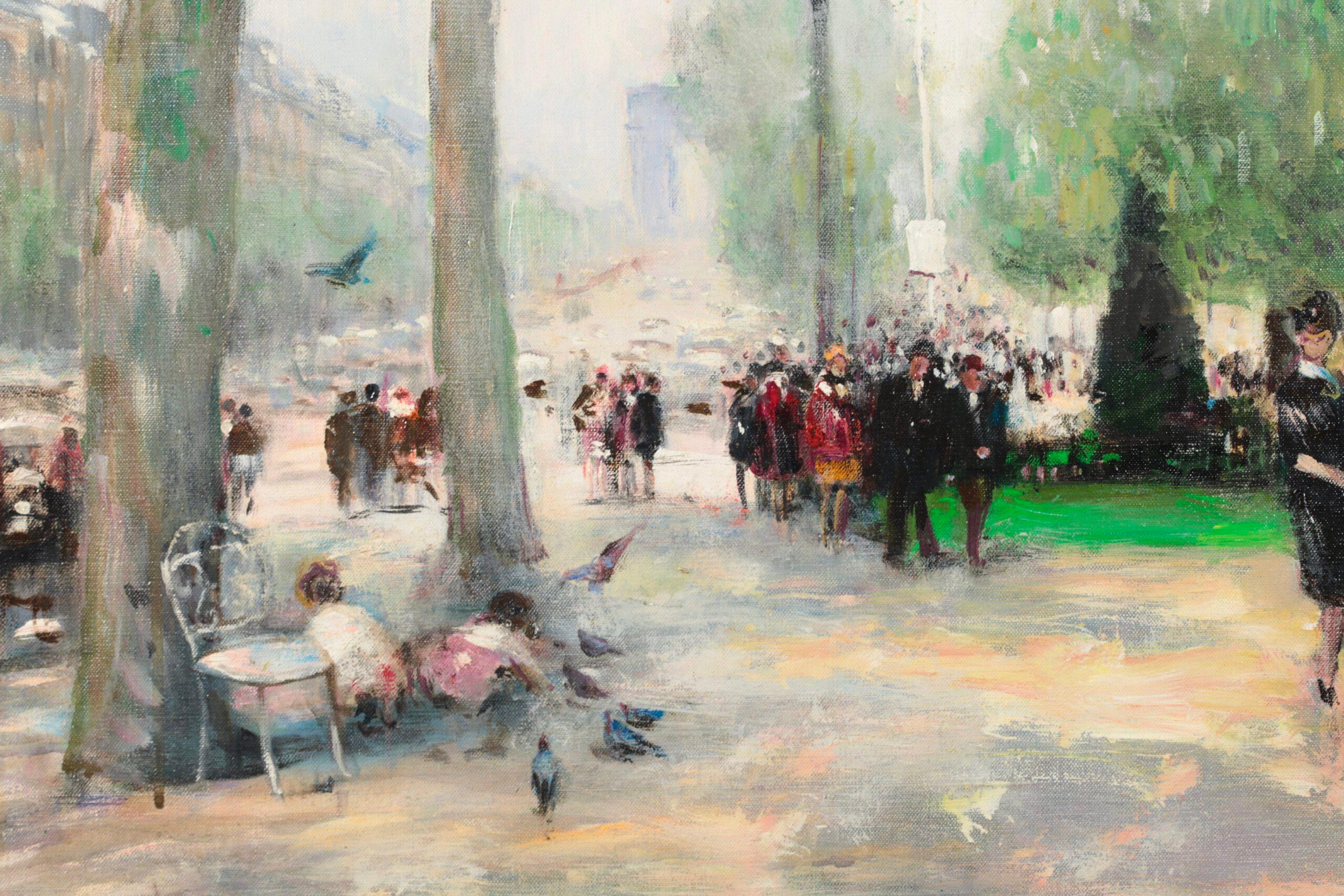 Les marches d'ânes impressionnistes dans un paysage, huile de Jules Rene Herve en vente 1