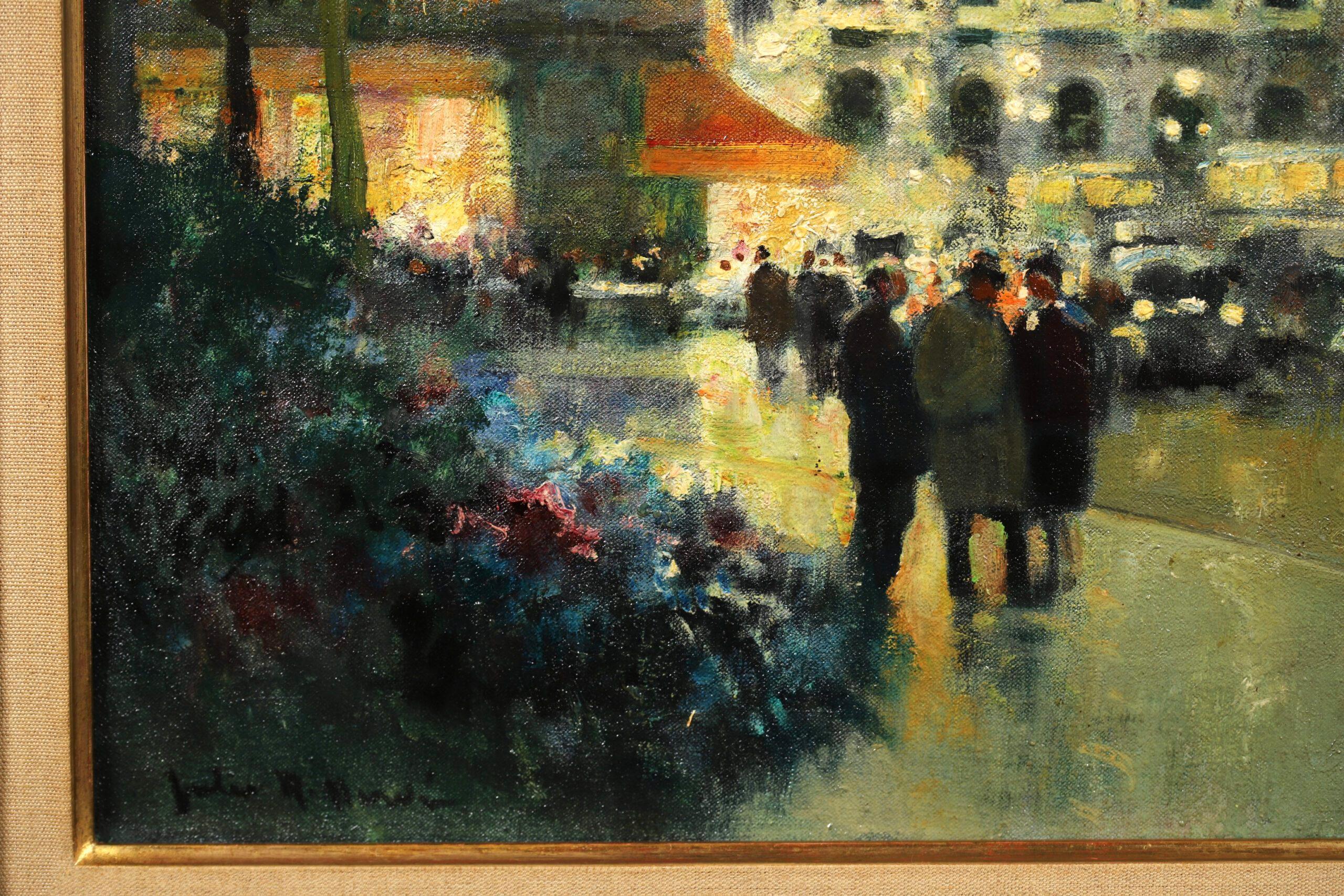 Evening - Place de l'Opera - Impressionist Cityscape Oil by Jules Rene Herve 4