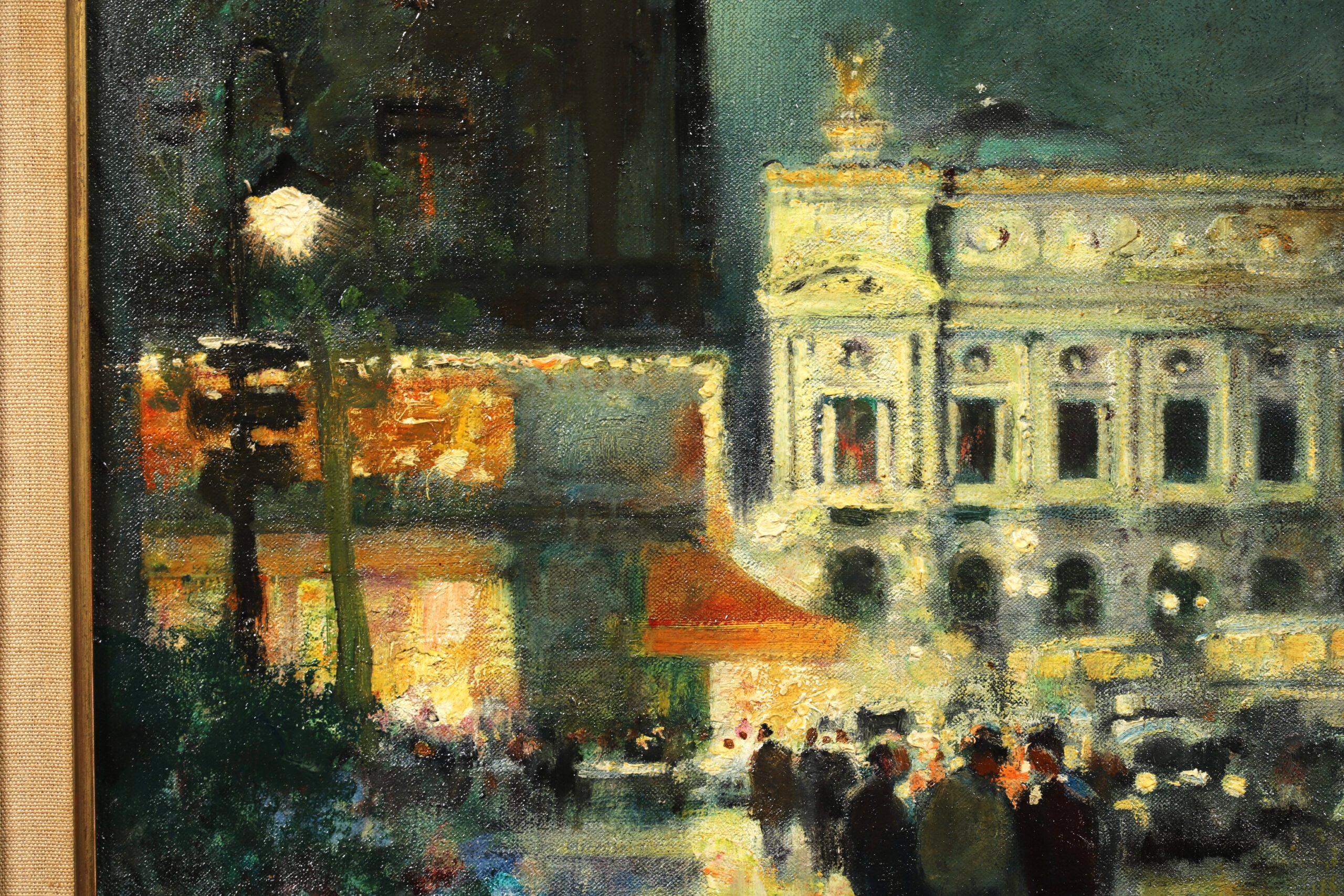 Evening - Place de l'Opera - Impressionist Cityscape Oil by Jules Rene Herve 5