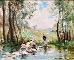 "Le Passage Difficile" Peinture impressionniste à l'huile sur toile encadrée