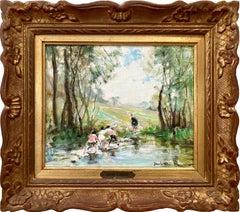 Impressionistisches Landschaftsgemälde „Le Passage Difficile“, Ölgemälde auf Leinwand, gerahmt
