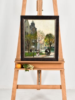 French cityscape - Jules René Hervé (1887-1981) - Impressionist - Church - Park