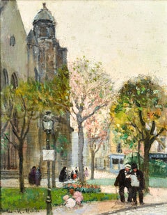 French cityscape - Jules René Hervé (1887-1981) - Impressionist - Church - Park