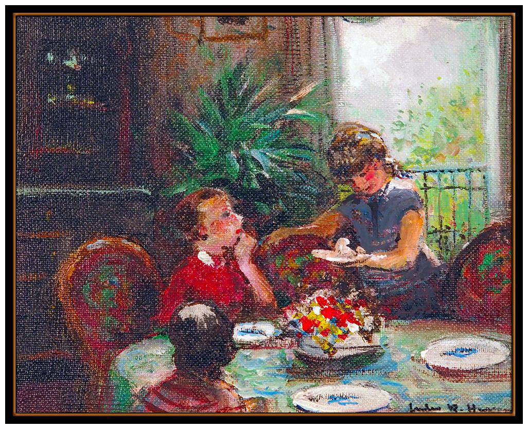 Jules Herve Original Oil Painting On Canvas Paris Children Signed French Artwork - Brown Portrait Painting by Jules René Hervé