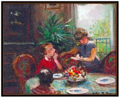 Jules Herve Original Oil Painting On Canvas Paris Children Signed French Artwork