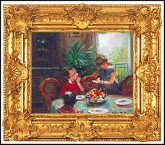 Jules Herve Original Oil Painting On Canvas Paris Children Signed French Artwork