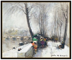Jules R Herve Original Painting Oil On Canvas Paris Signed French Landscape Art