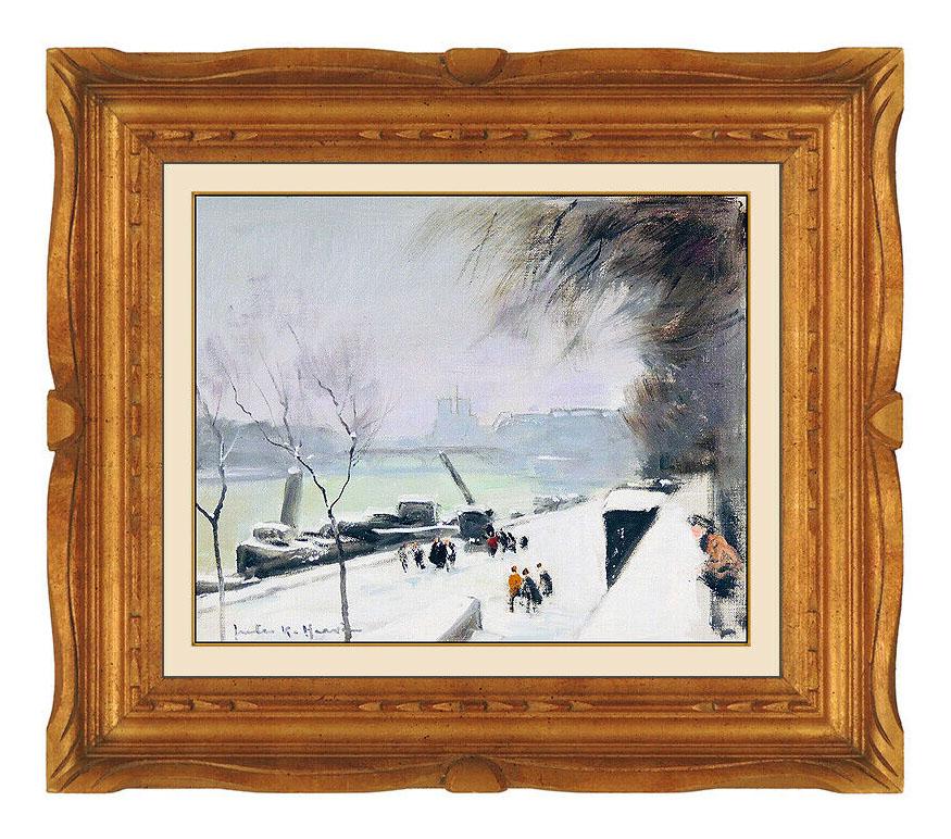 Jules René Hervé Landscape Painting - Jules R Herve Painting Original Oil On Canvas Paris Cityscape Signed French Art