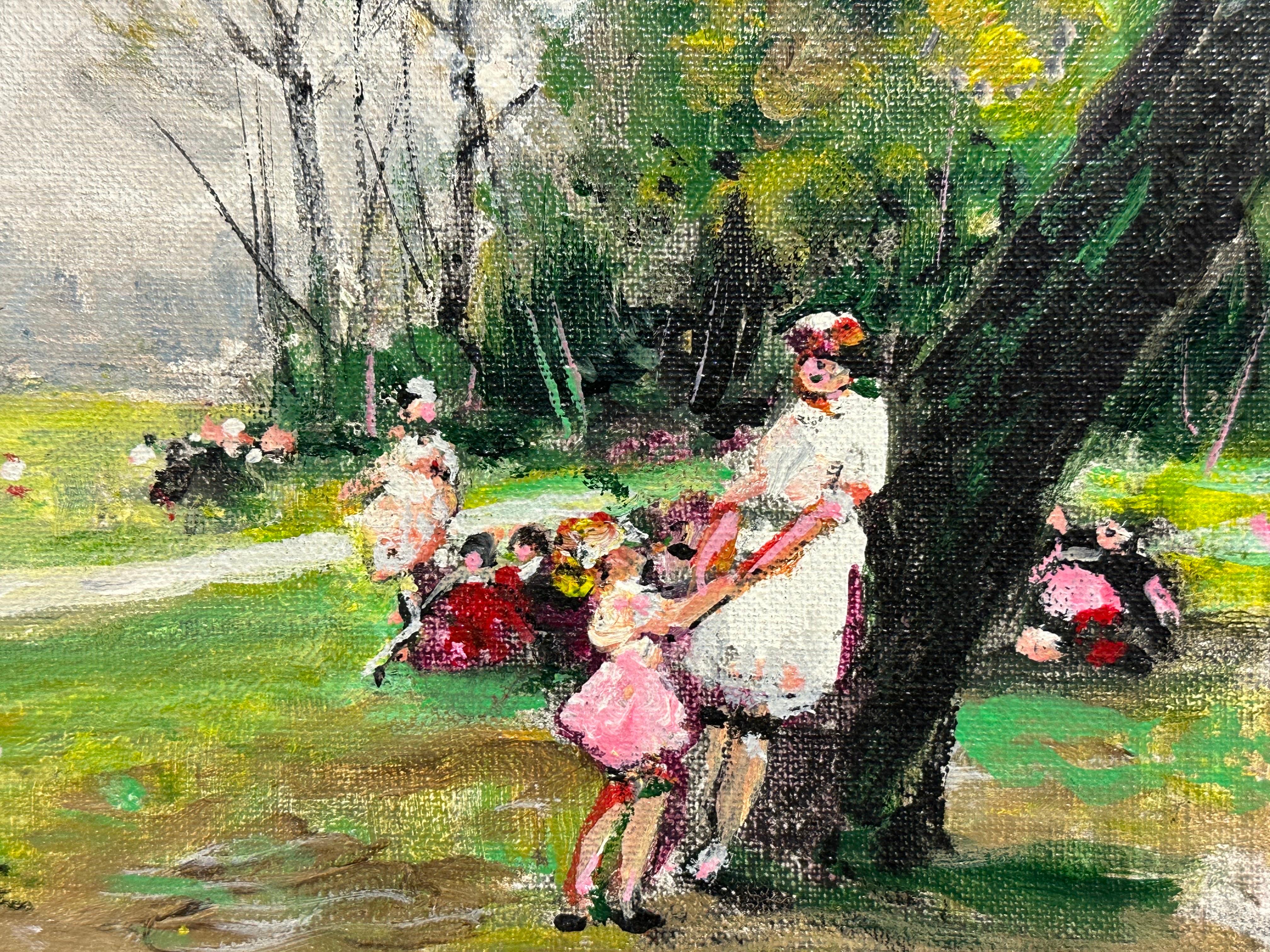 JULES RENE HERVE (1887-1981) Families Playing in Parkland Signed Original Oil - Painting by Jules René Hervé