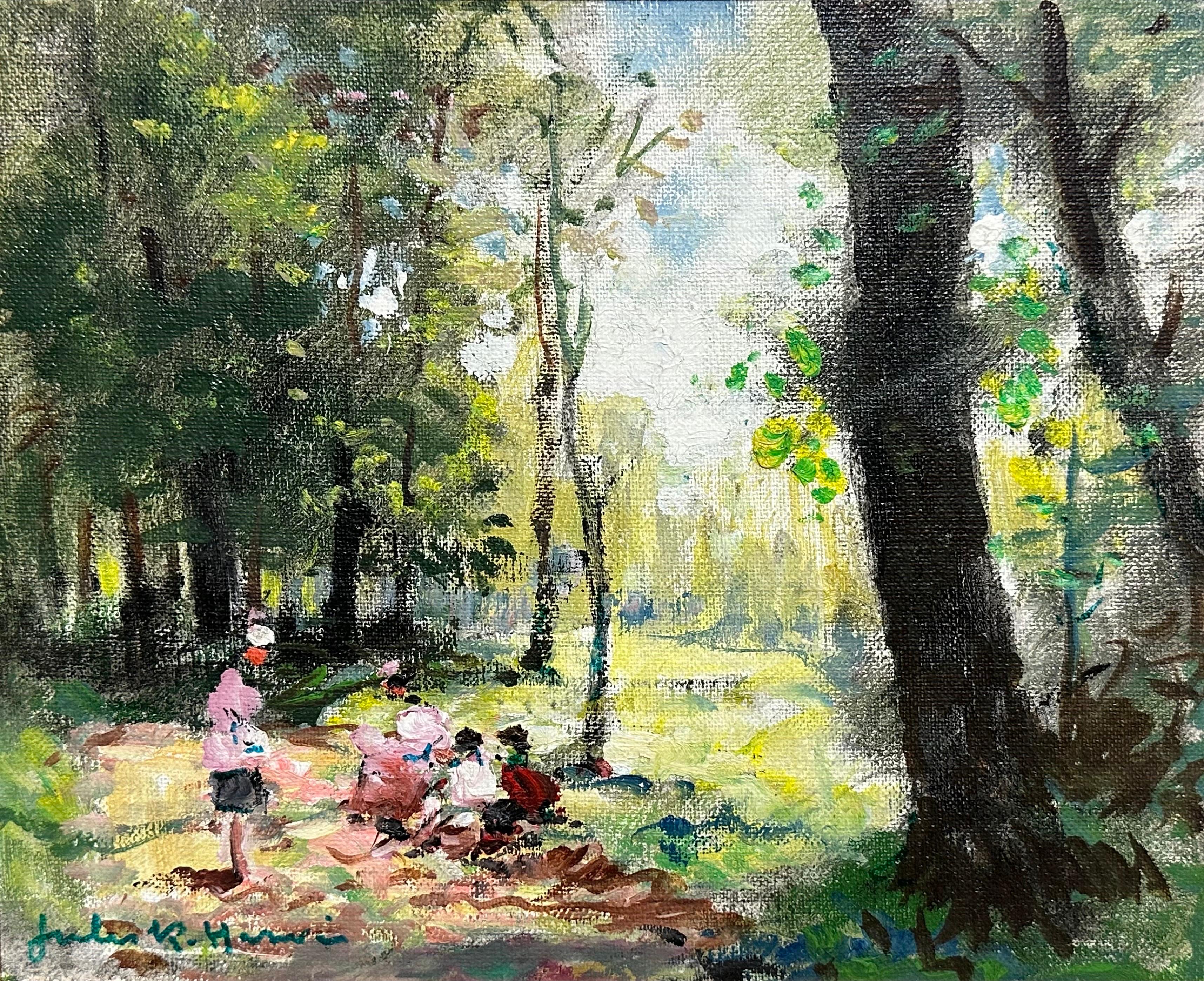 The Family Picnic
by Jules Rene Herve (1887-1981) French, signed front and back
oil painting on canvas, framed
canvas: 9 x 11 inches
framed: 15 x 16.5 inches

Provenance: private collection, UK

Condition: very good and ready to hang