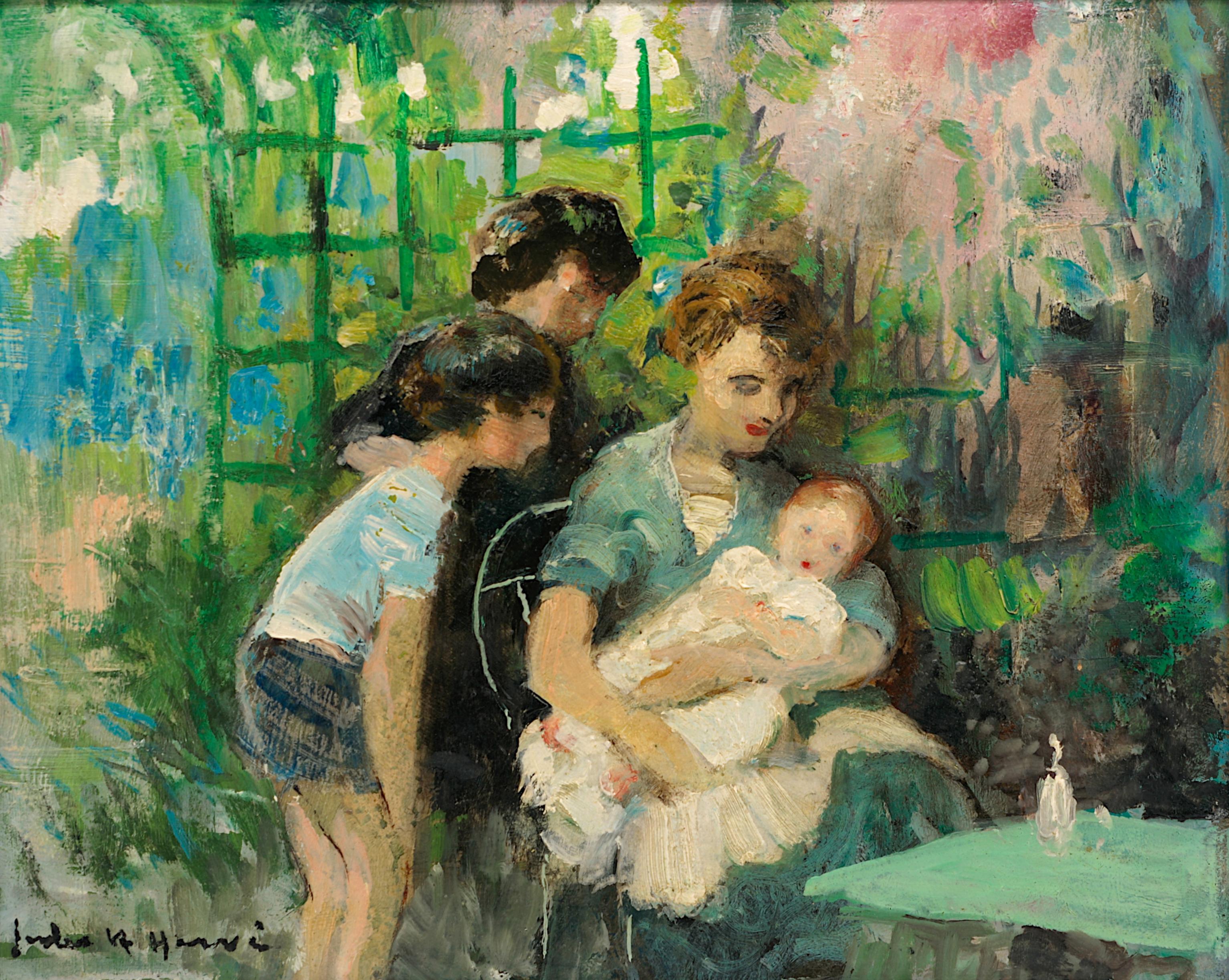 Jules Rene HERVE, Maternity, huile sur panneau, 1935-1940 - Painting de Jules René Hervé