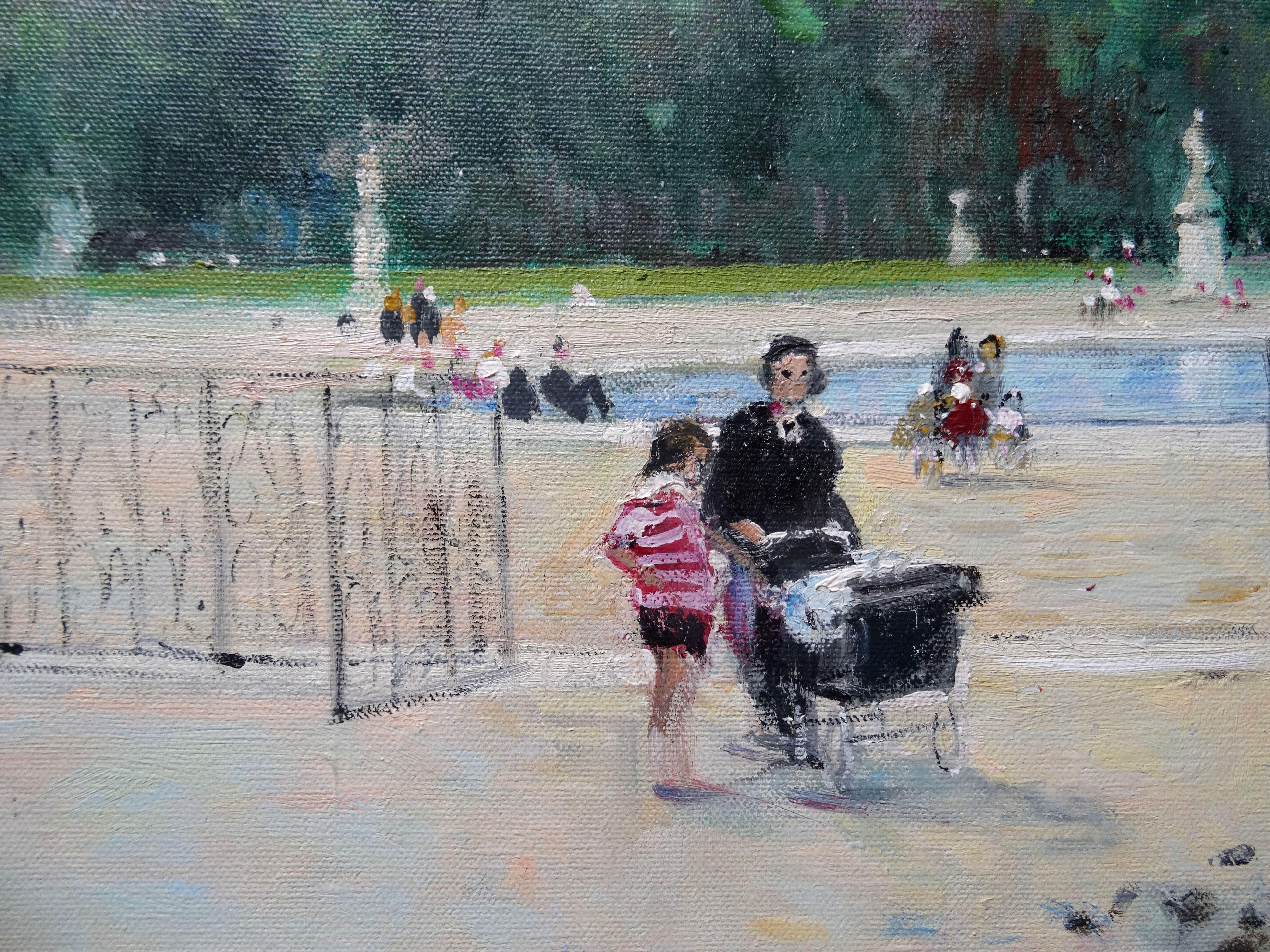 Le Grand Basin des Tuileries. Oil on canvas, 74x93 cm For Sale 1