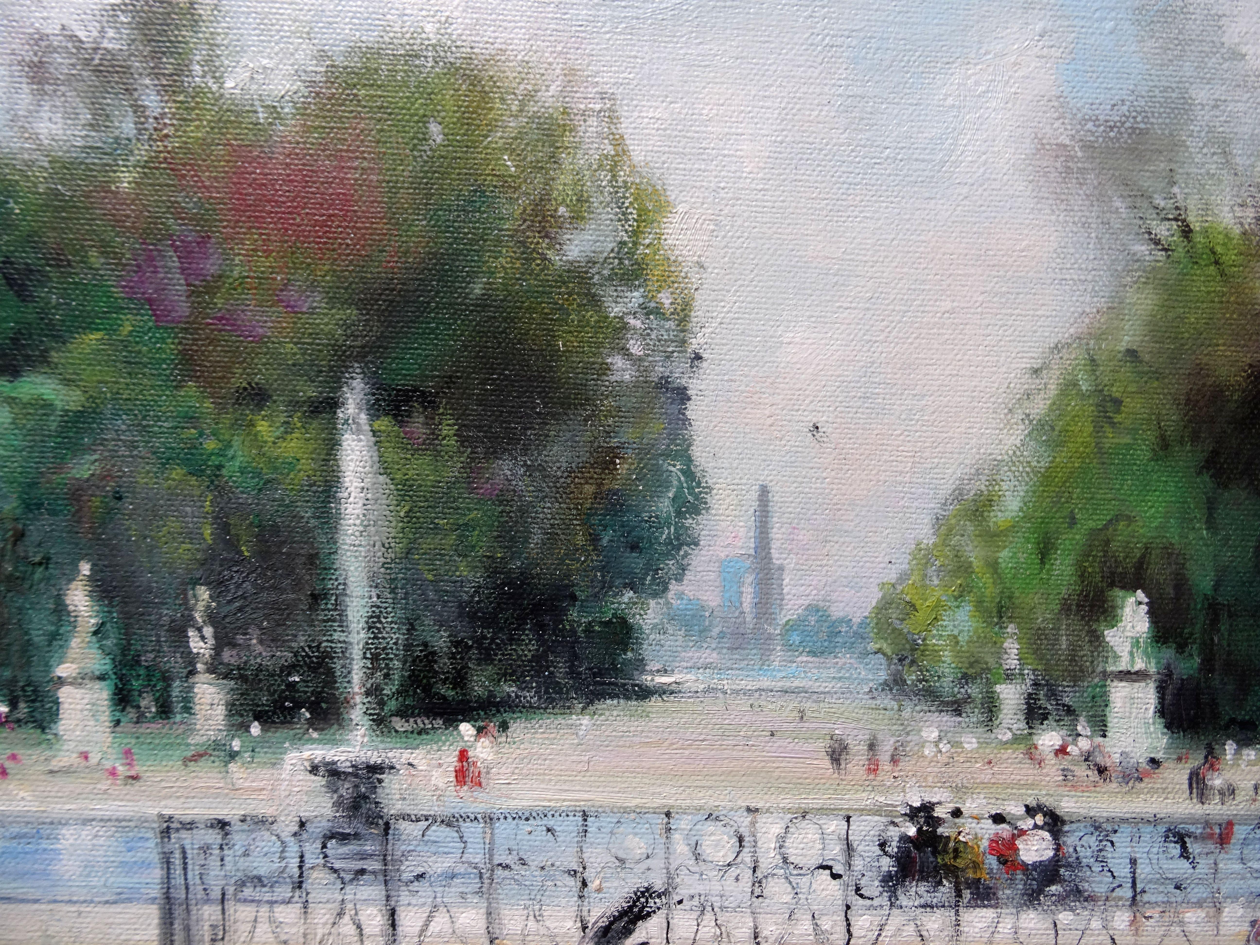Le Grand Basin des Tuileries. Oil on canvas, 74x93 cm For Sale 3