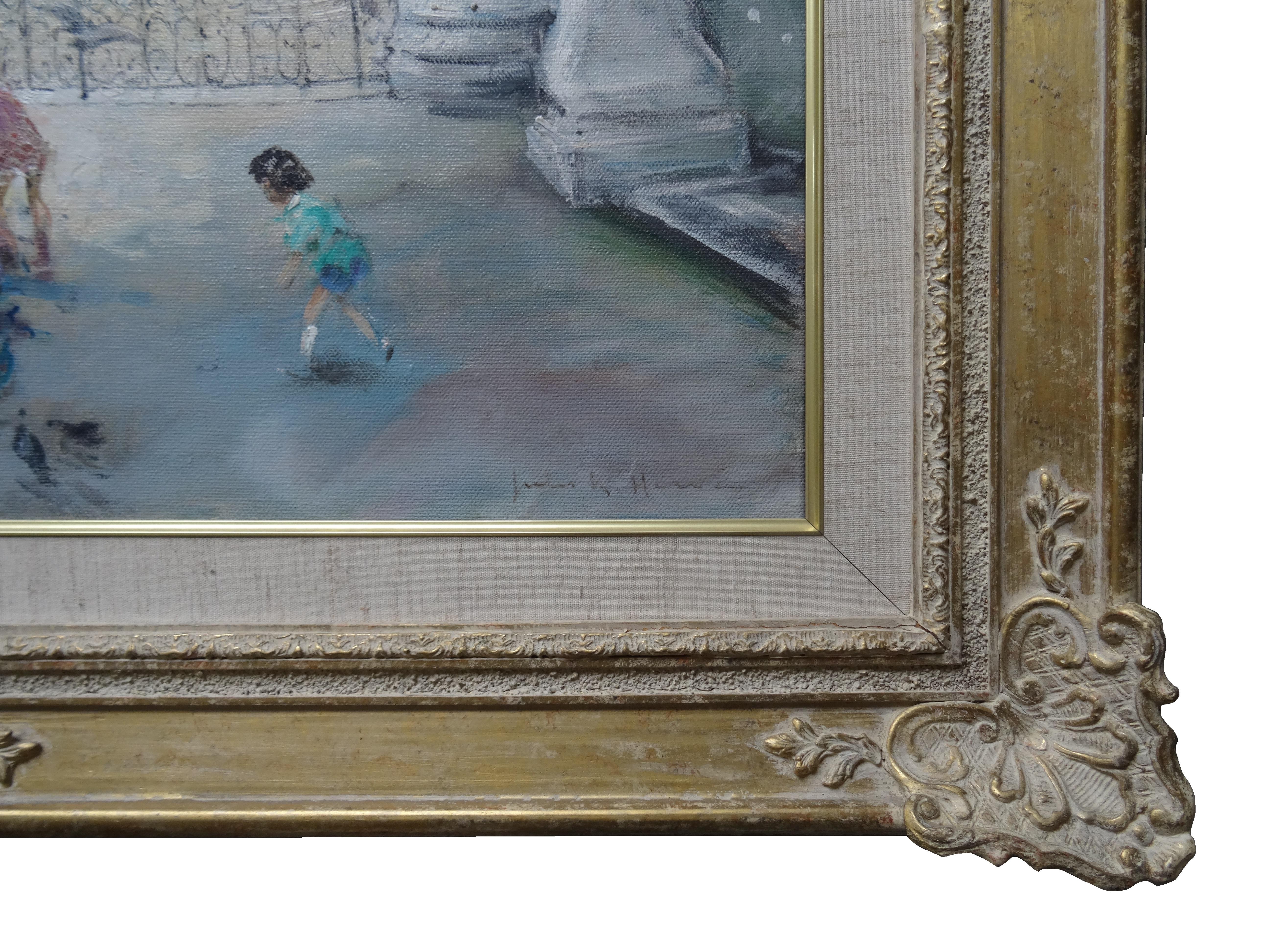 Le Grand Basin des Tuileries. Oil on canvas, 74x93 cm For Sale 6