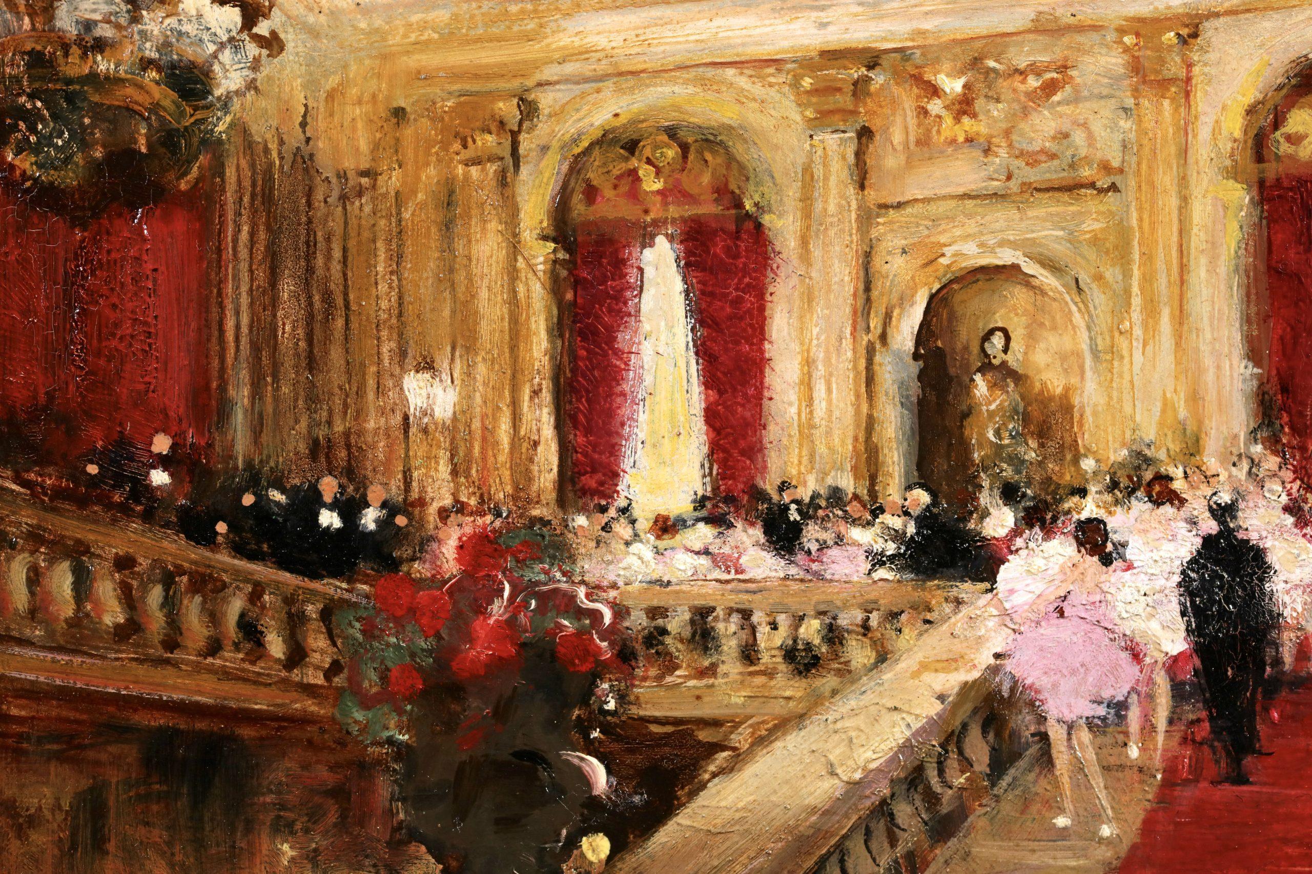 Le Grand Escalier - Figure impressioniste in interni ad olio di Jules Herve 1